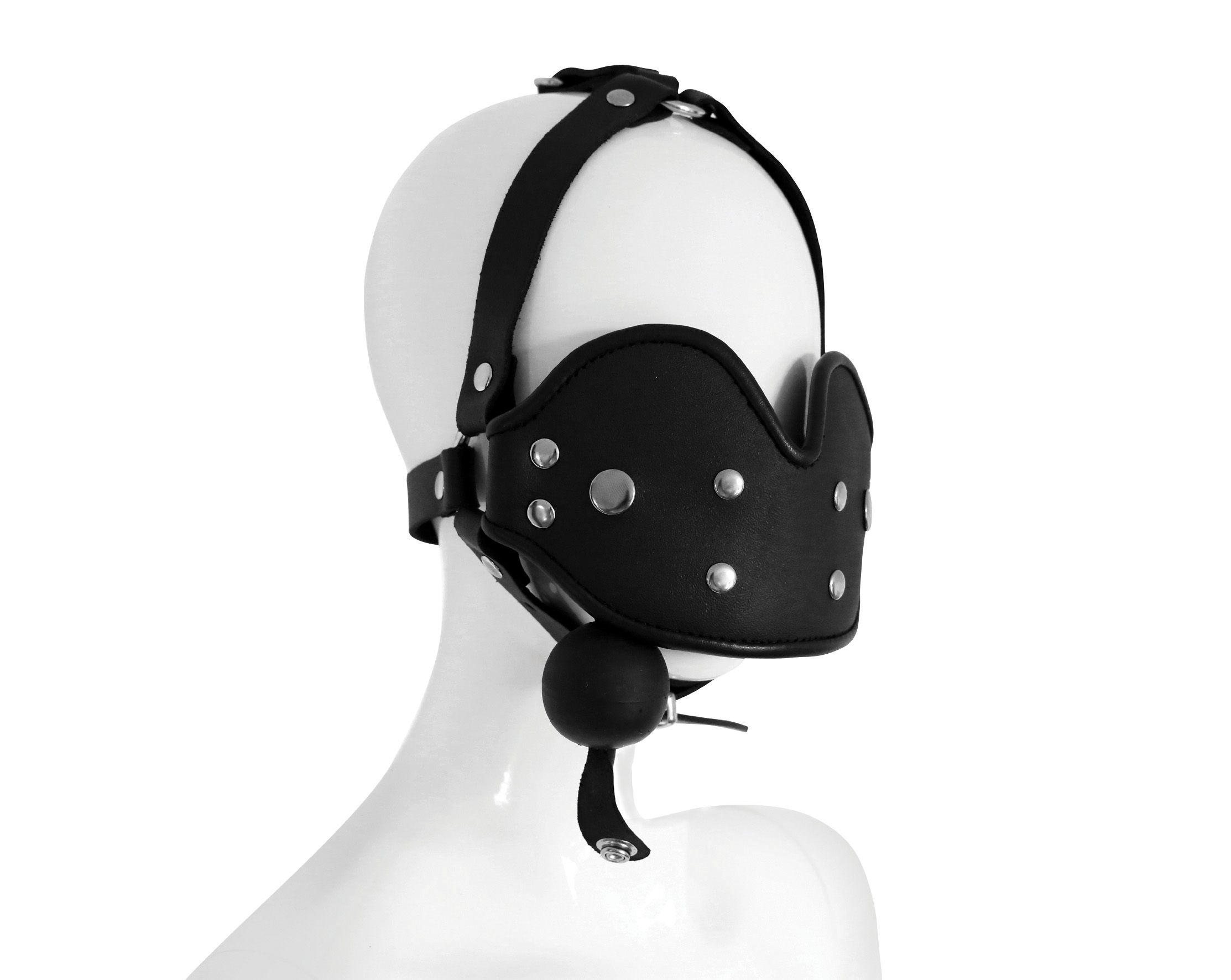 XX-DREAMSTOYS Leder-Mund Knebel Maske schwarz