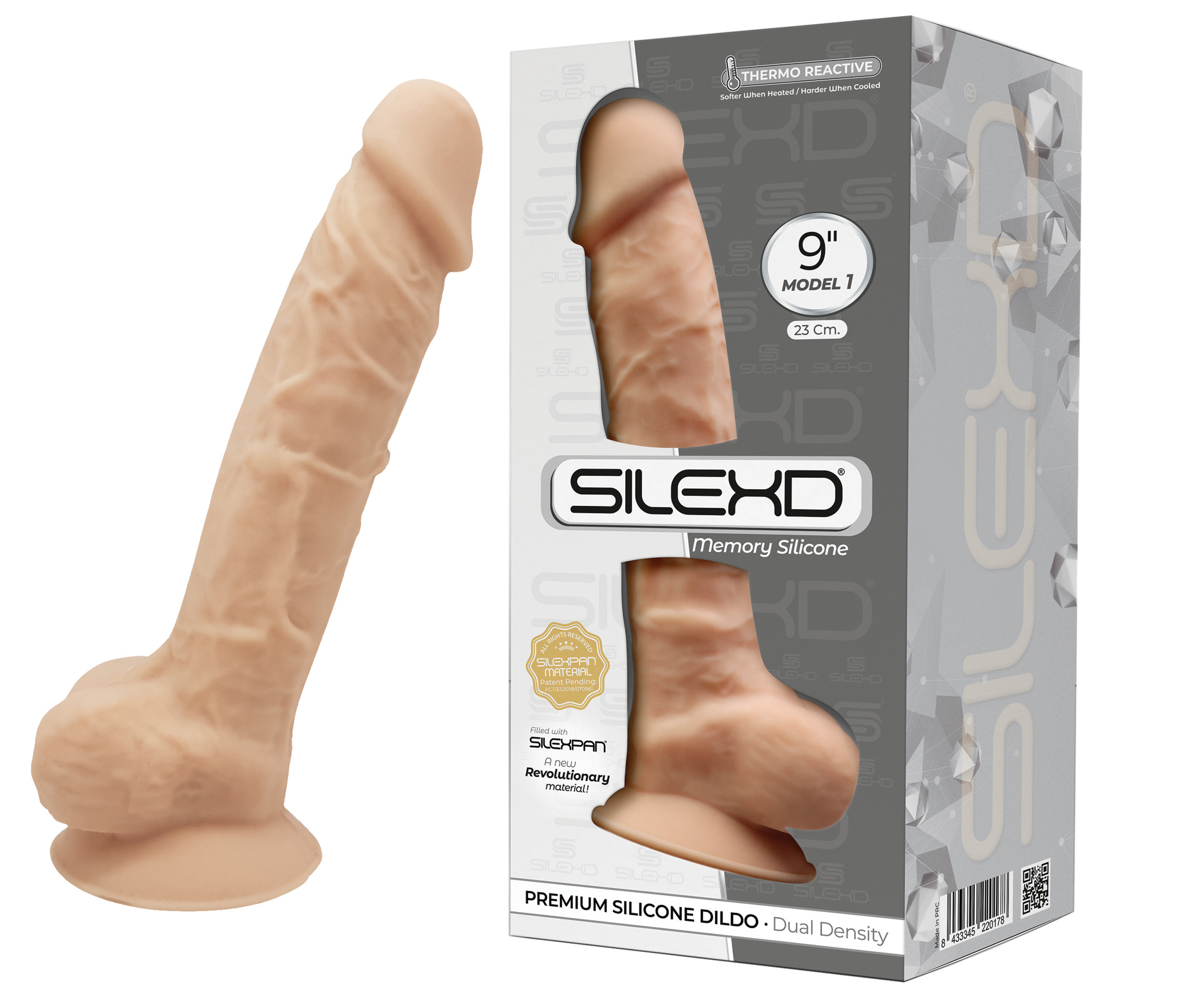 SILEXD Dual Density Silicone Dildo Model 1 flesh (9")