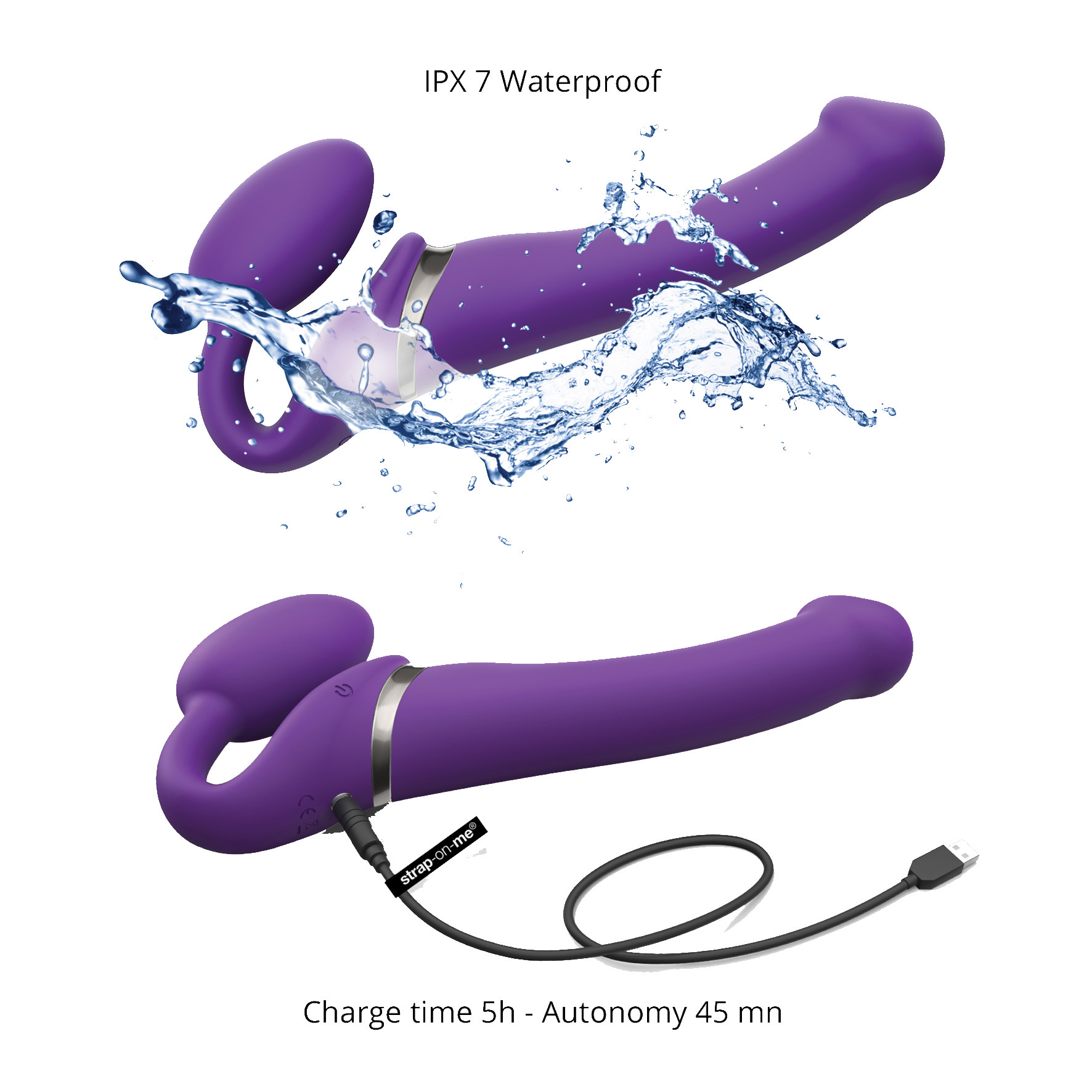 Strap-on-me Vibrating bendable strap-on purple XL