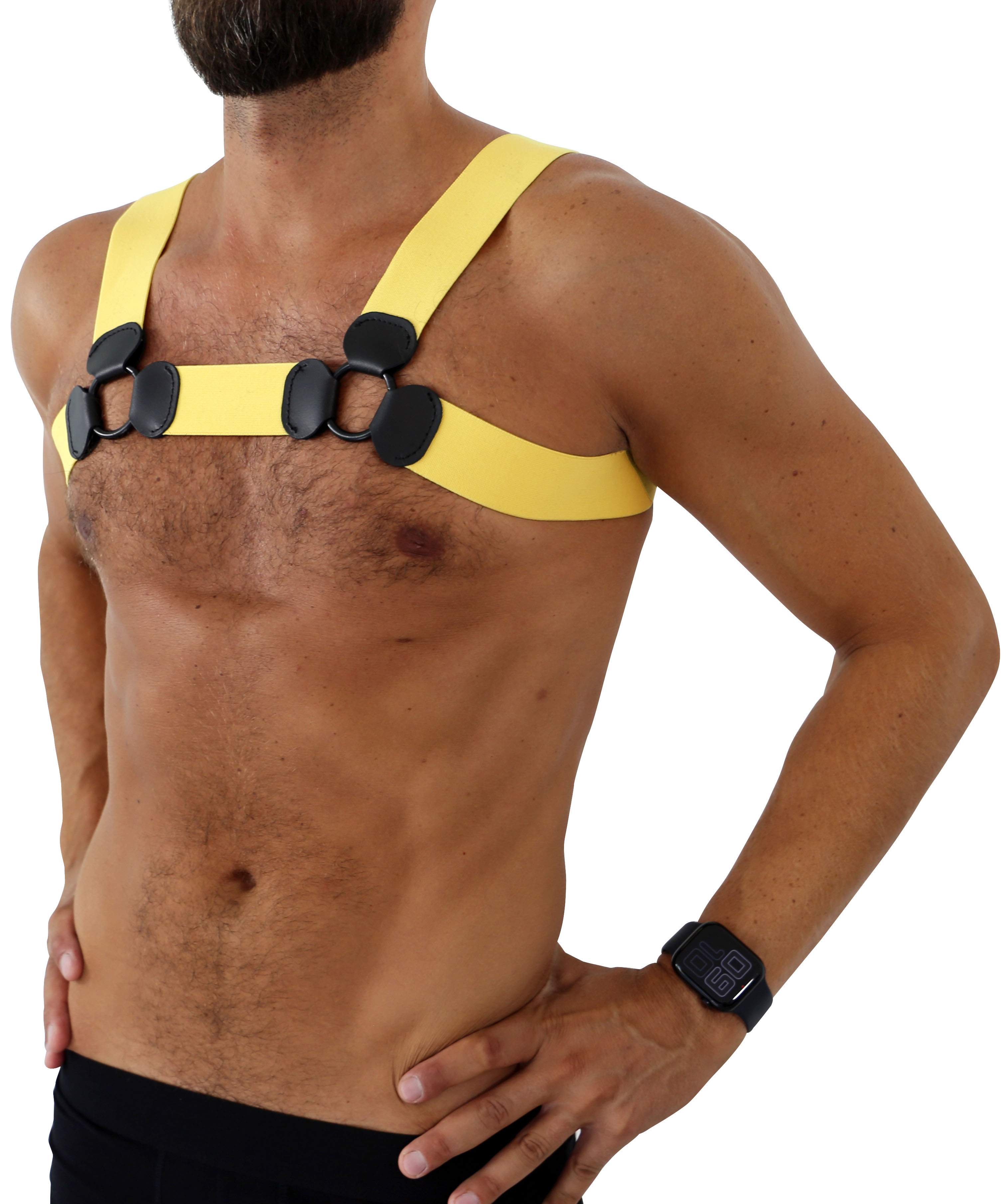 SAXOS PVC Brust Harness gelb L/XL