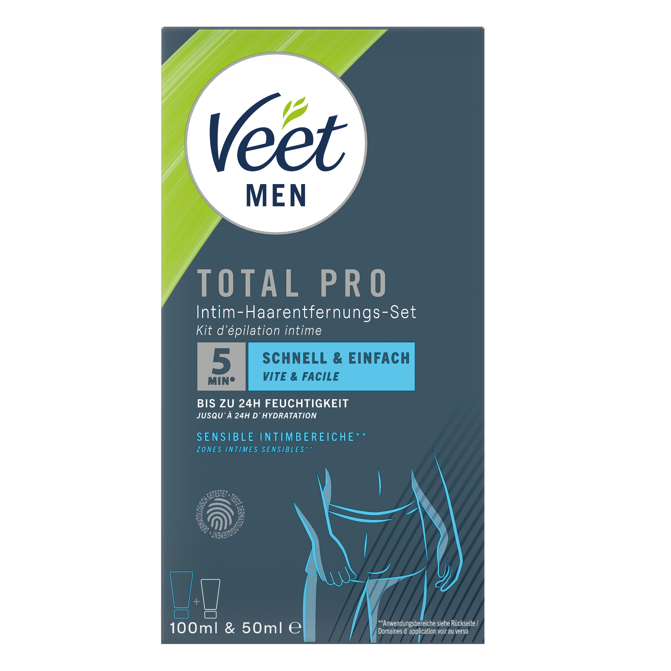 VEET Men Total Pro Intim-Haarentfernungs-Set 50ml + 100ml