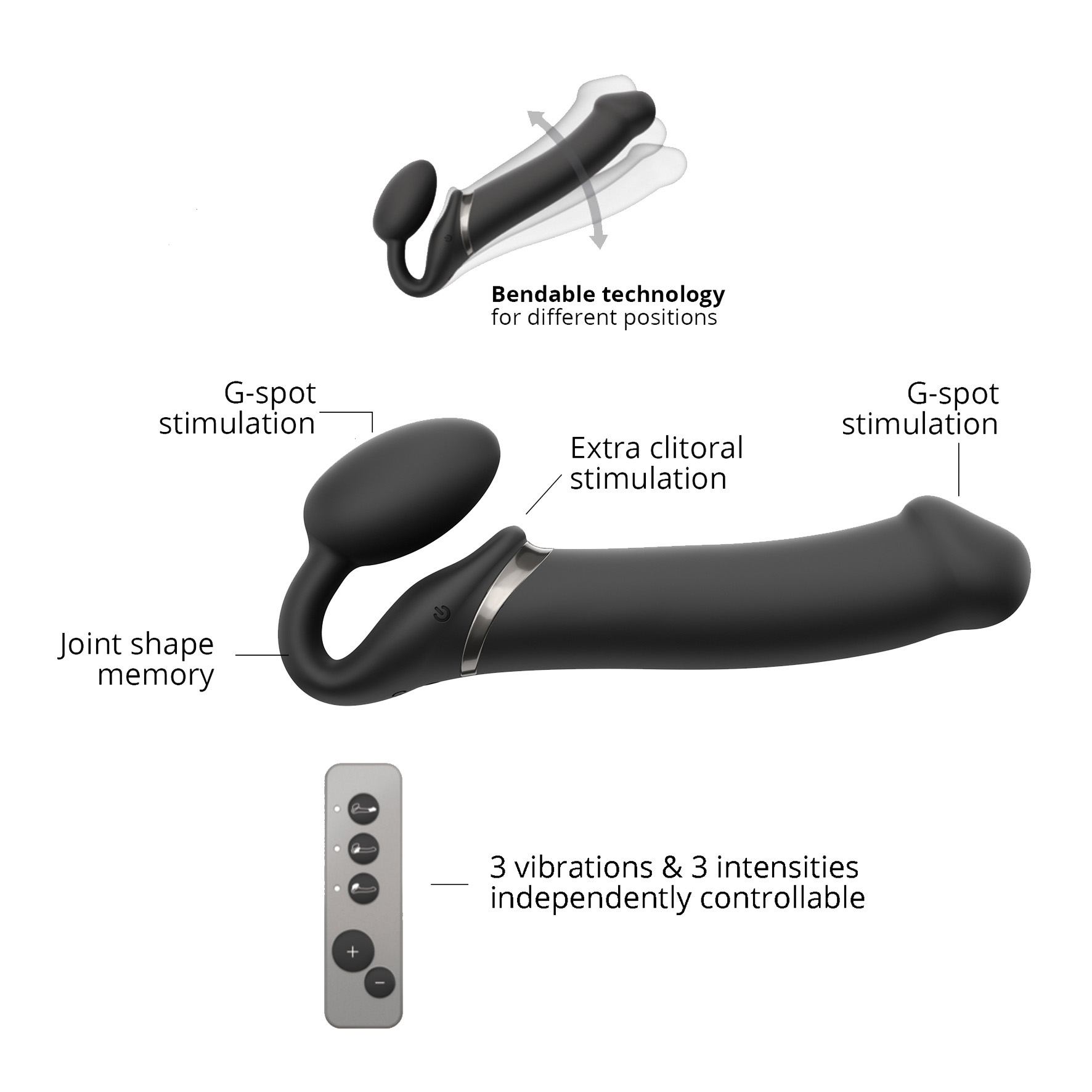 Strap-on-me Vibrating bendable strap-on black XL