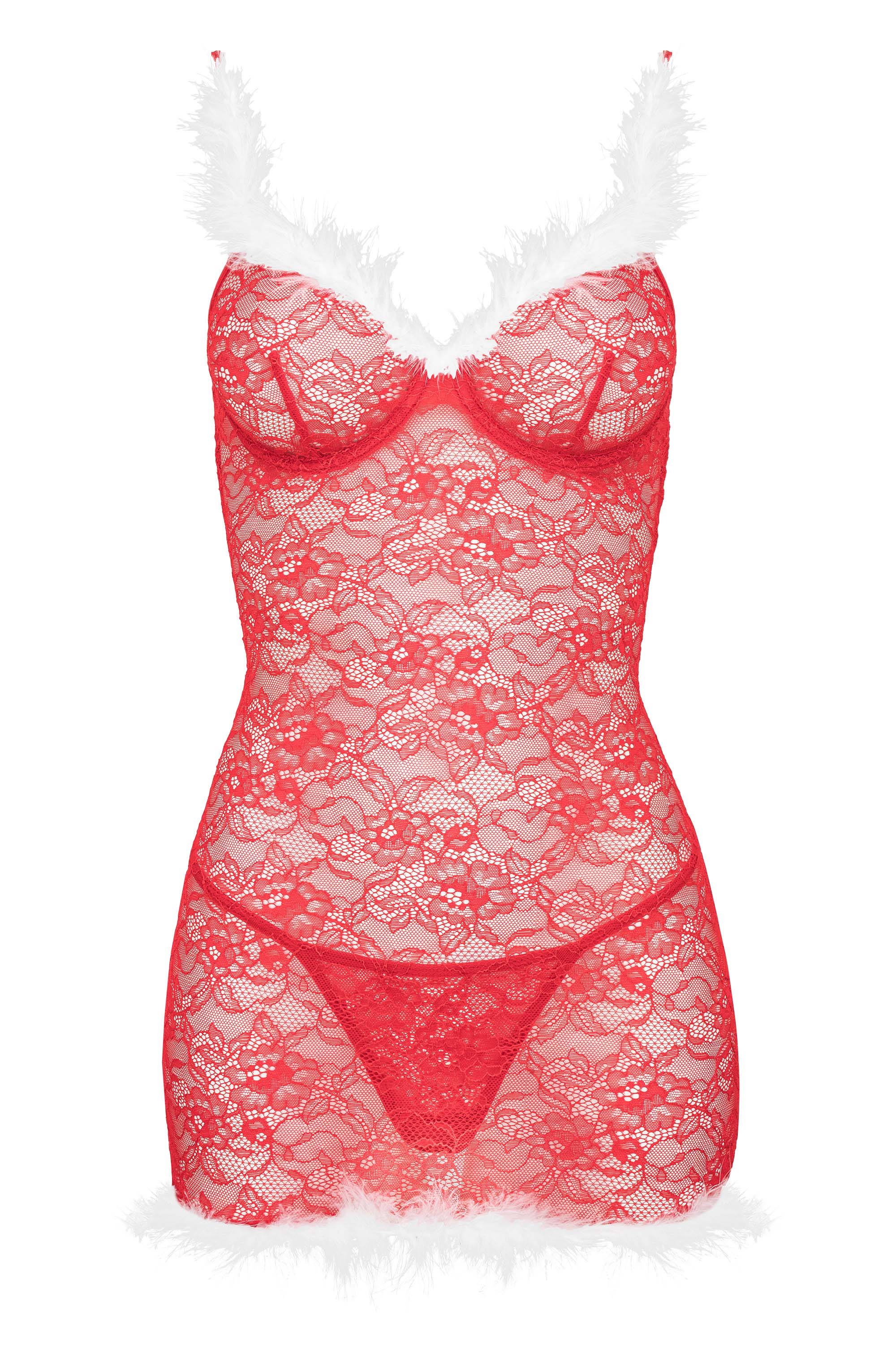 KOTEK Kristinella Babydoll & Thong red/white L/XL