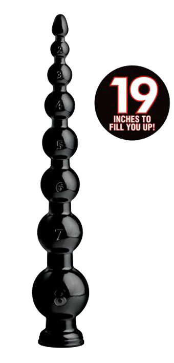 HOSED Graduated Bead Anal Snake 19' Dildo black