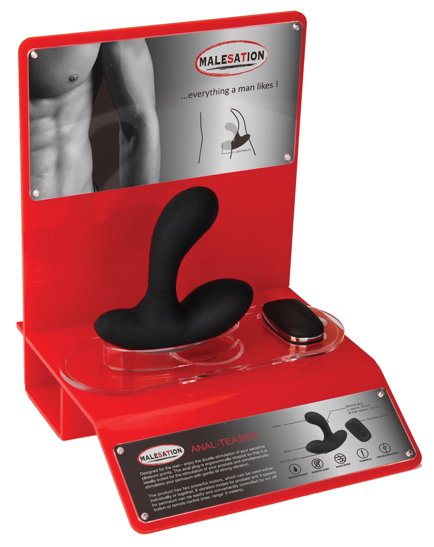 MALESATION Anal-Teaser Display Halter + Einleger + Tester