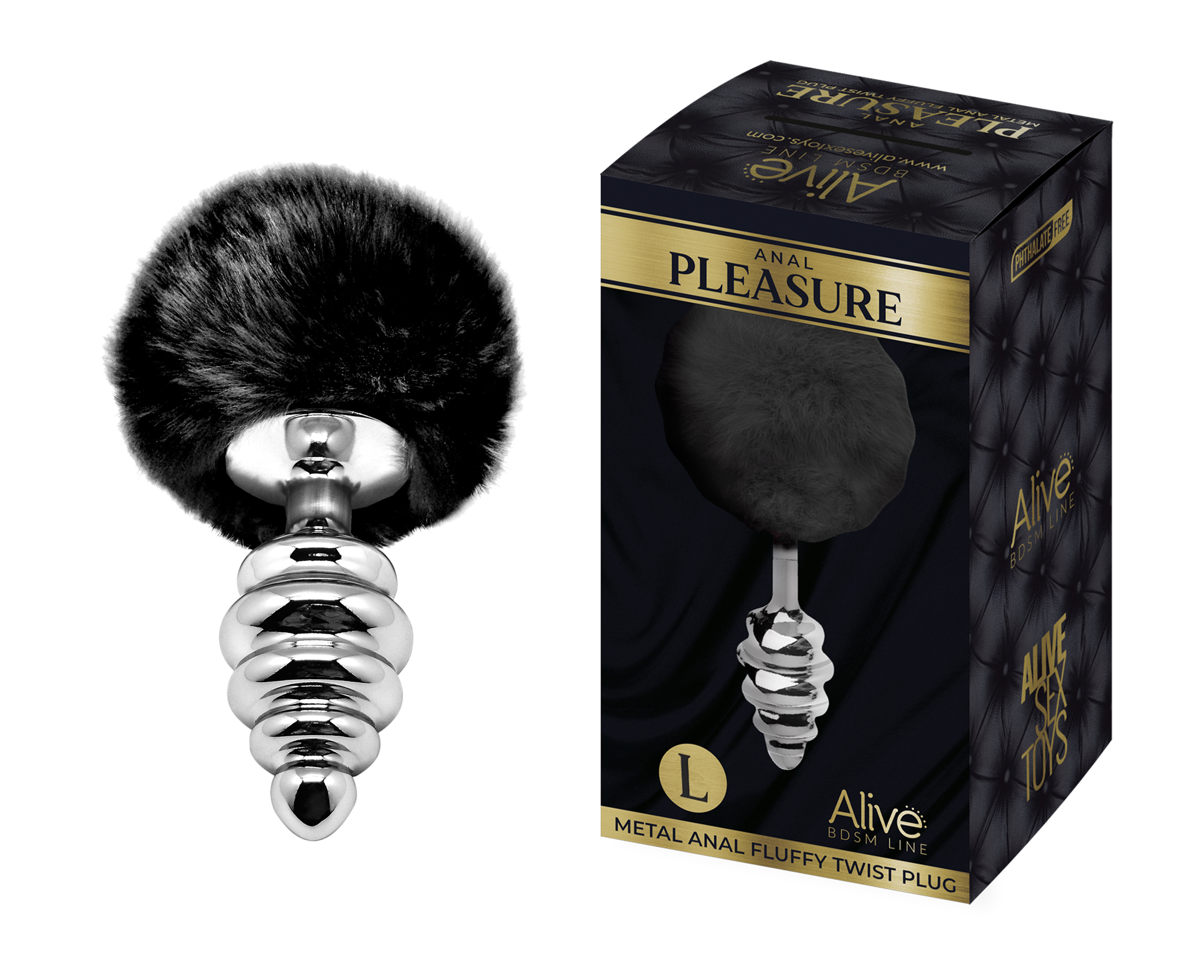 ALIVE Metal Anal Fluffly Twist Plug L Black