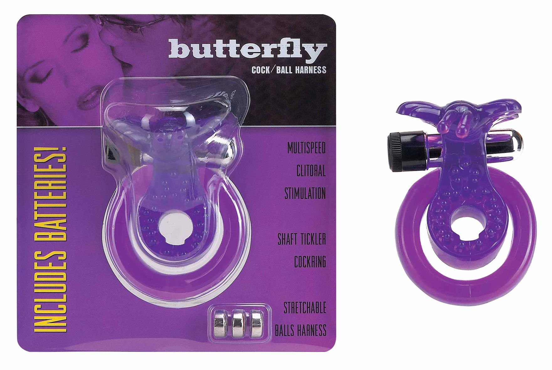 Cock & Ball Harness Butterfly purple