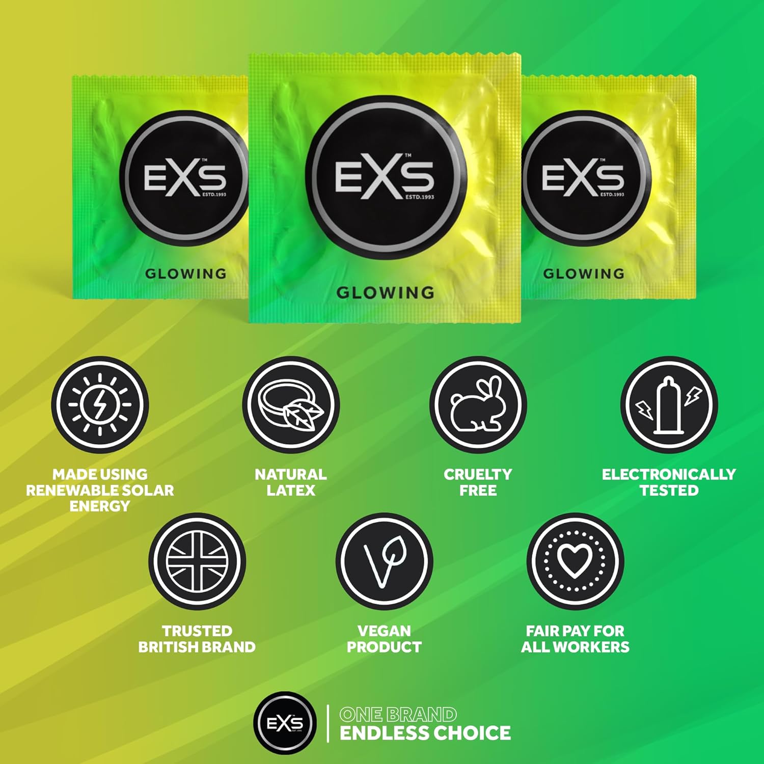 EXS Glow condoms (3pcs)