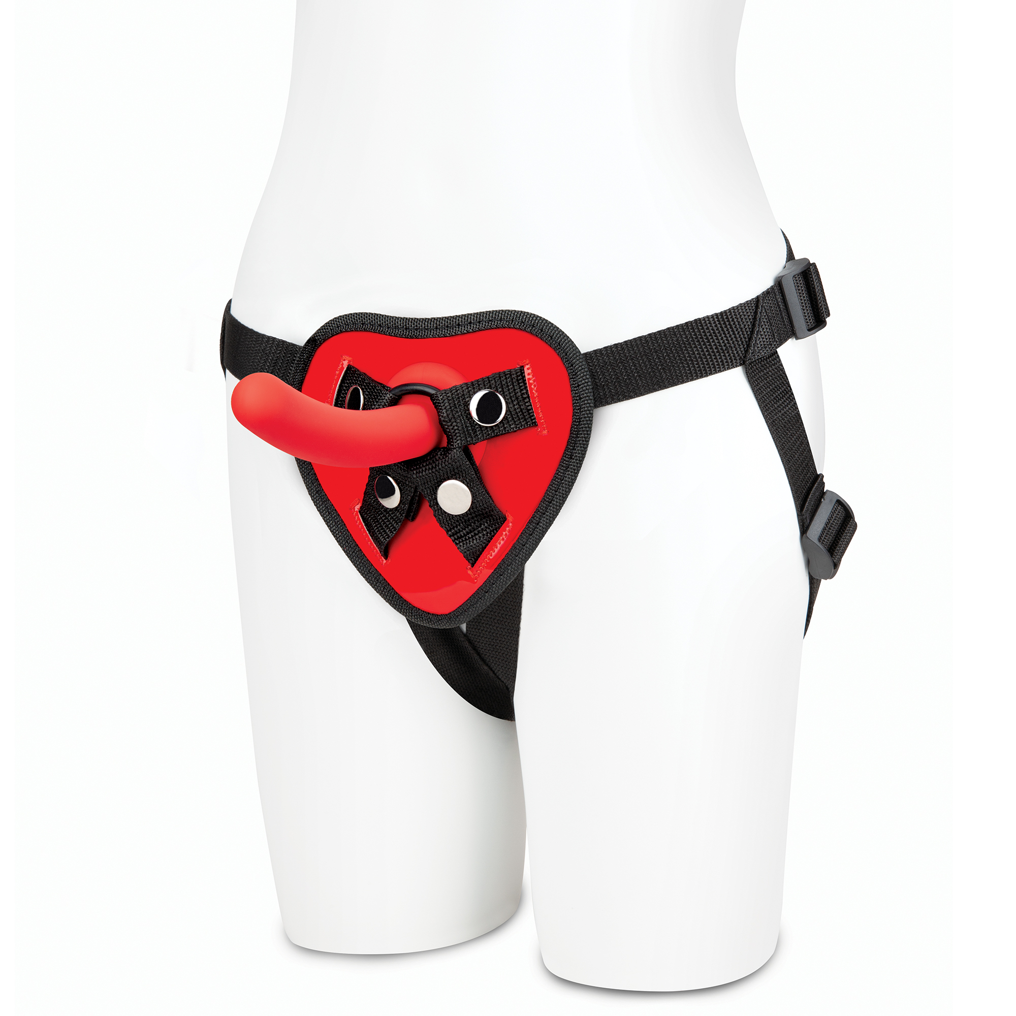 LUX FETISH Red Heart Strap on Harness & 5" Dildo Set