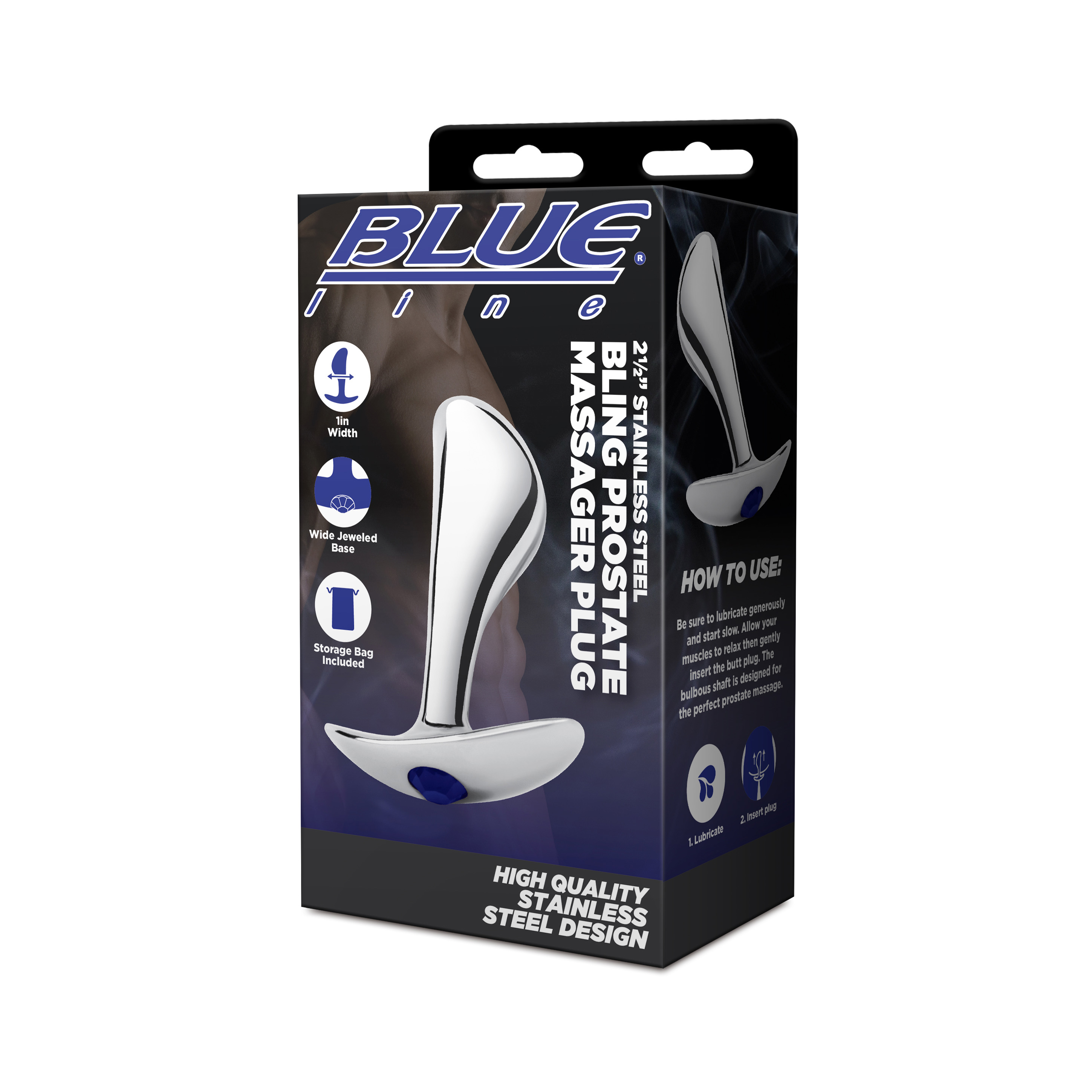 BLUE LINE C&B GEAR Stainless Steel Bling Prostate Massager Plug