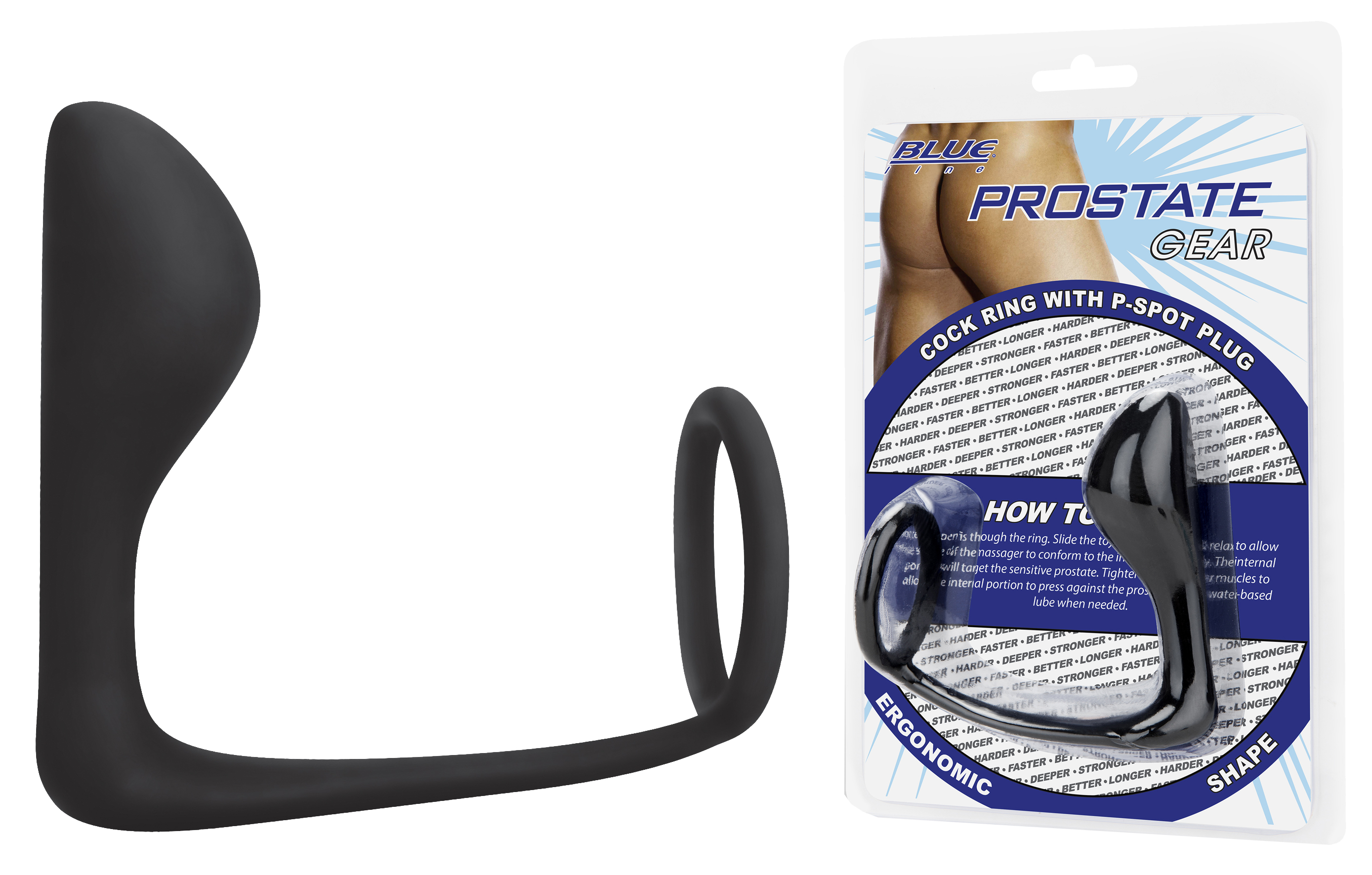BLUE LINE C&B GEAR Cock Ring with P-Spot Plug