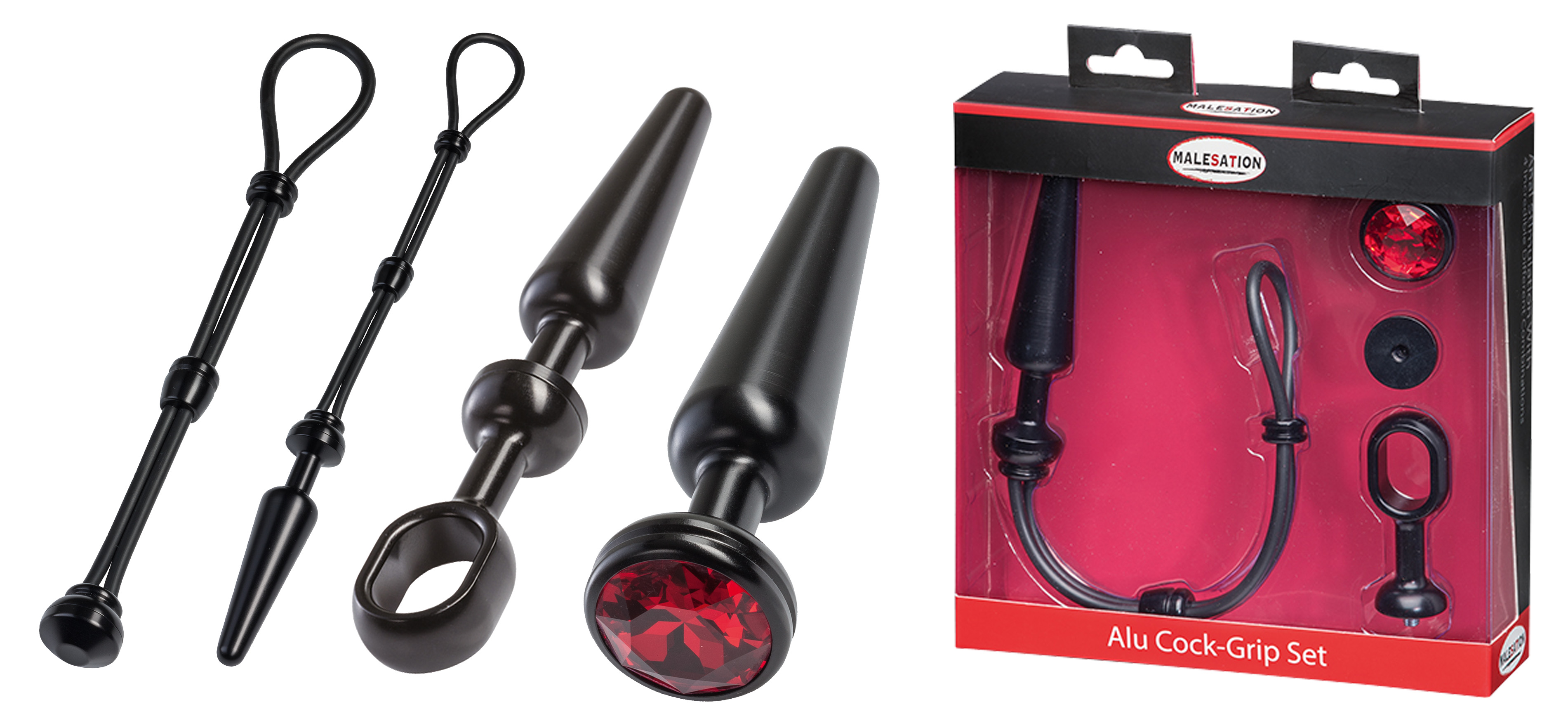 MALESATION Alu-Cock-Grip Set mittel, schwarz