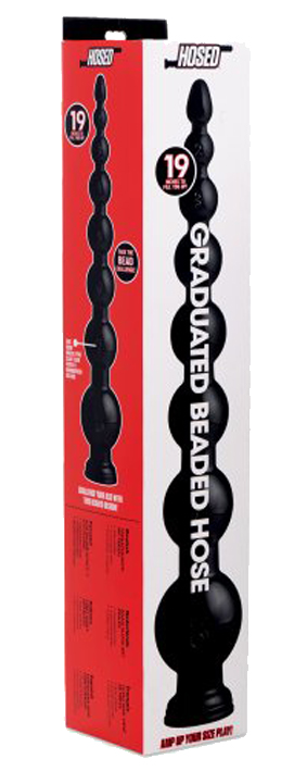 HOSED Graduated Bead Anal Snake 19' Dildo black