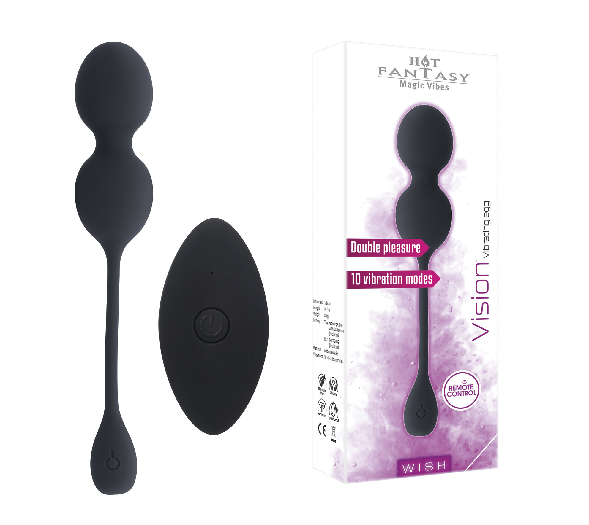 HOT FANTASY WISH Vision Vibrating Egg black