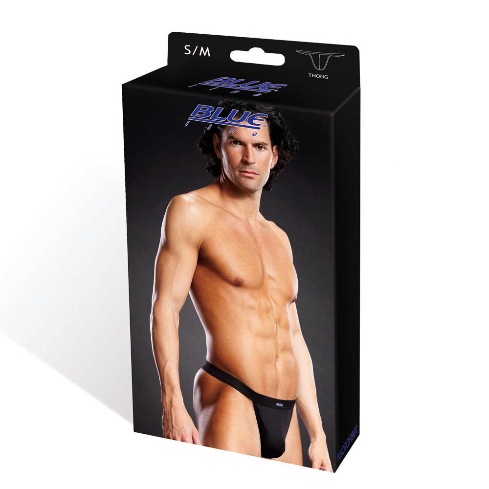 BLUE LINE Performance Microfiber Thong blk S/M narrow waistband