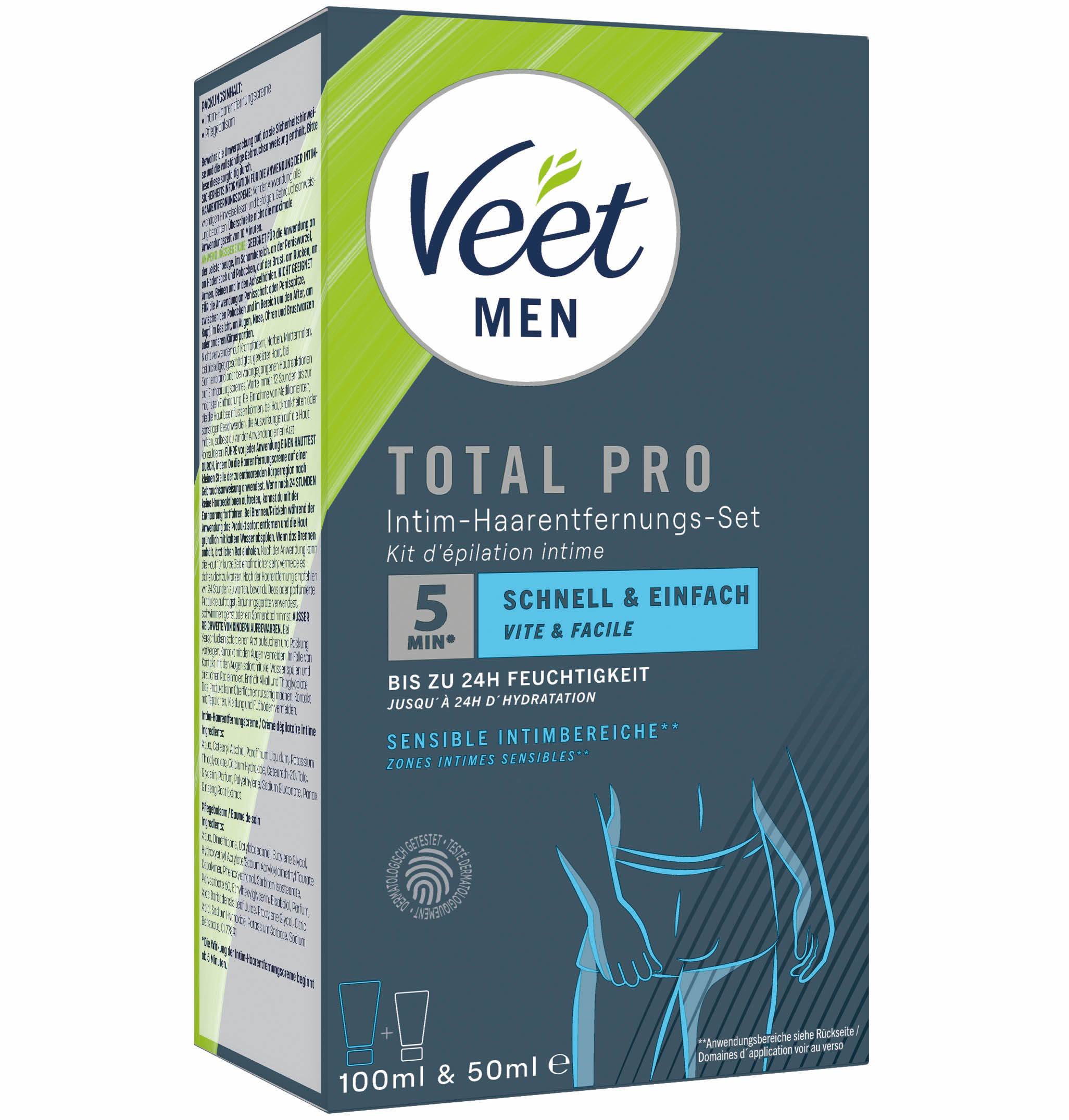VEET Men Total Pro Intim-Haarentfernungs-Set 50ml + 100ml
