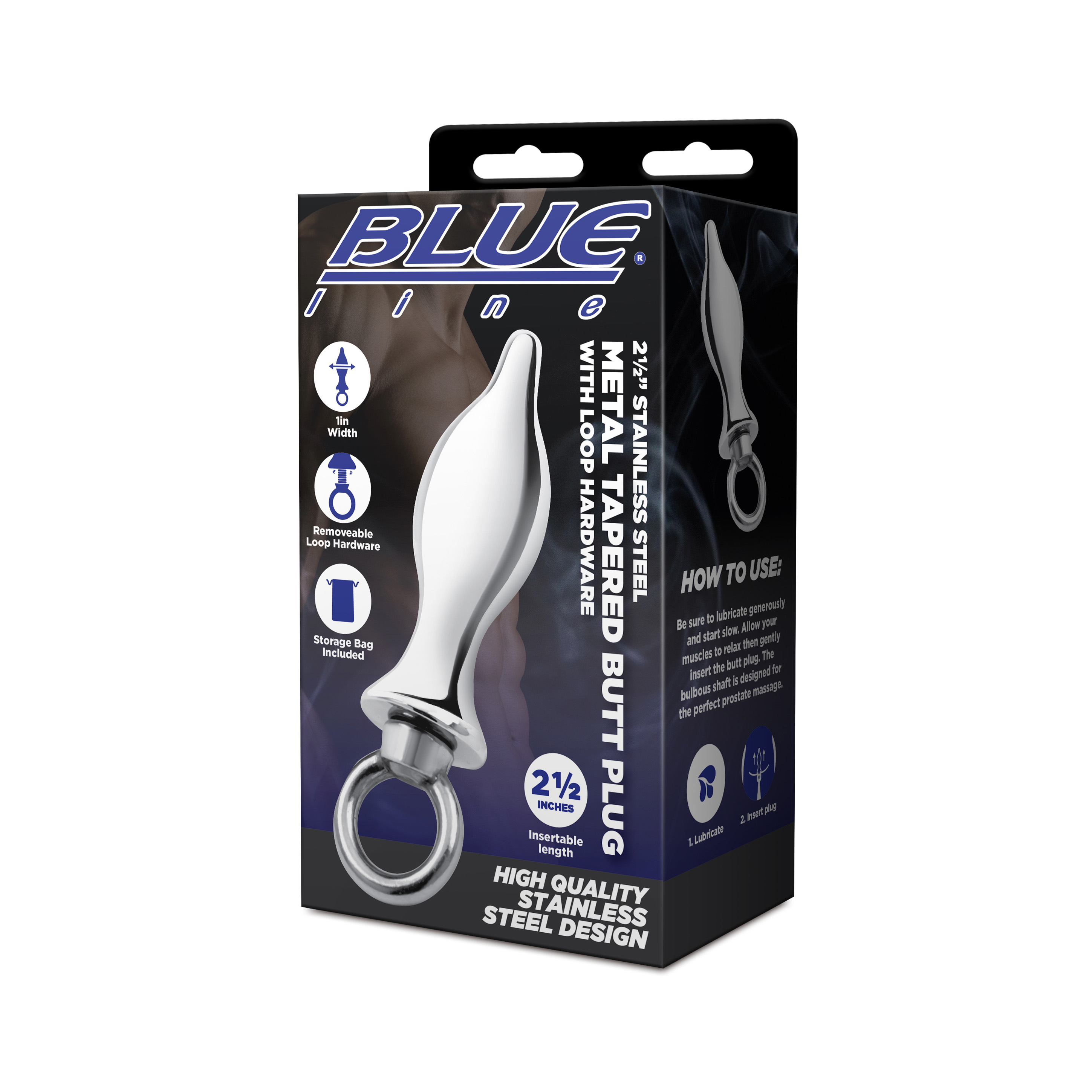 BLUE LINE C&B GEAR Stainless Steel Butt Plug with loop