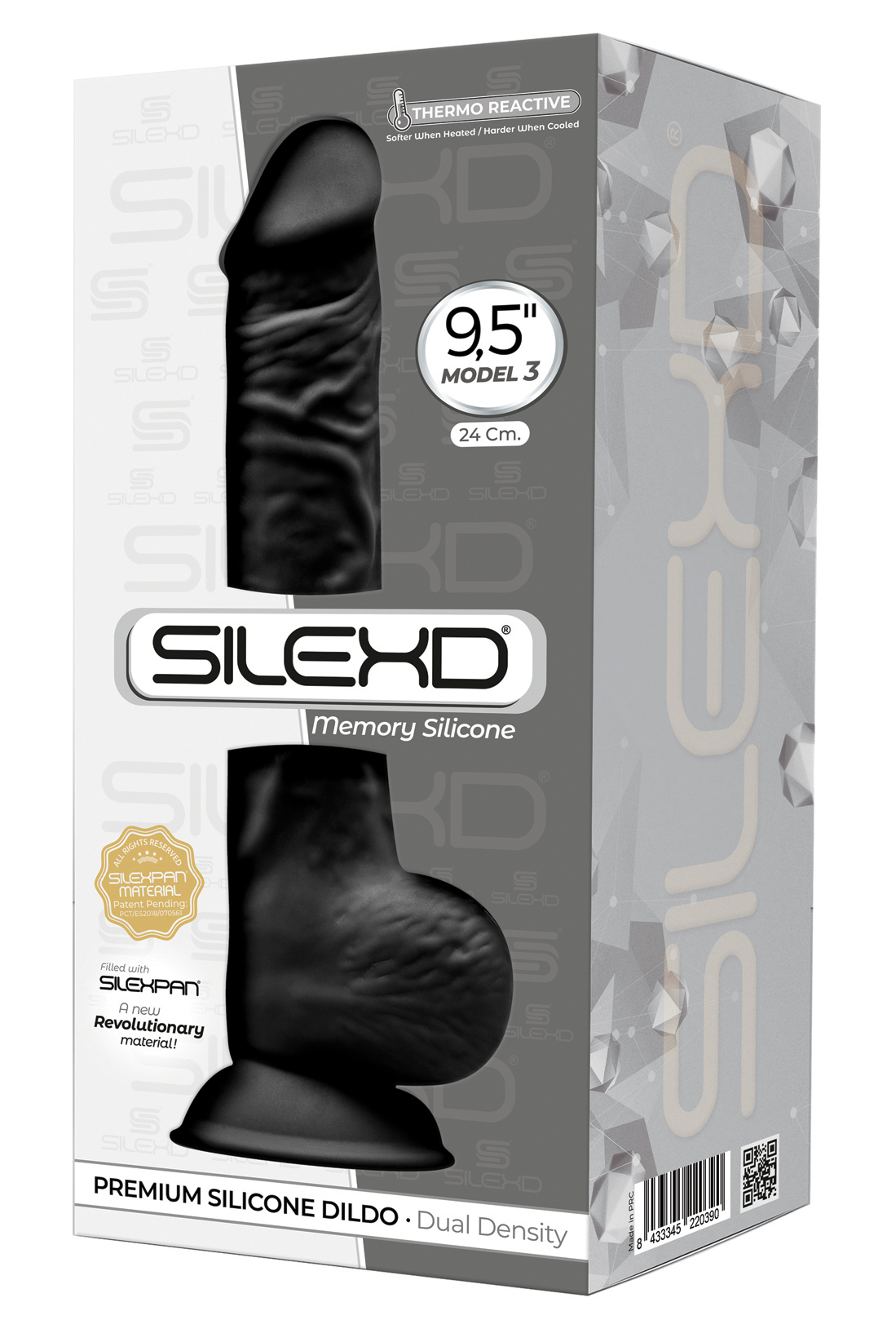 *SILEXD Dual Density Silicone Dildo Model 1 black (9,5")