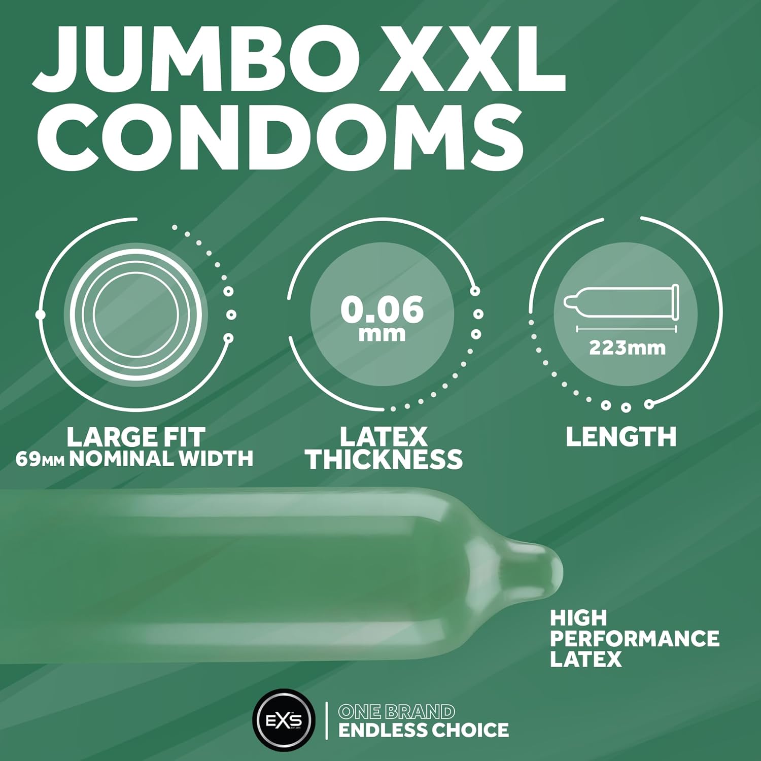 EXS Jumbo 69mm condoms (144pcs)