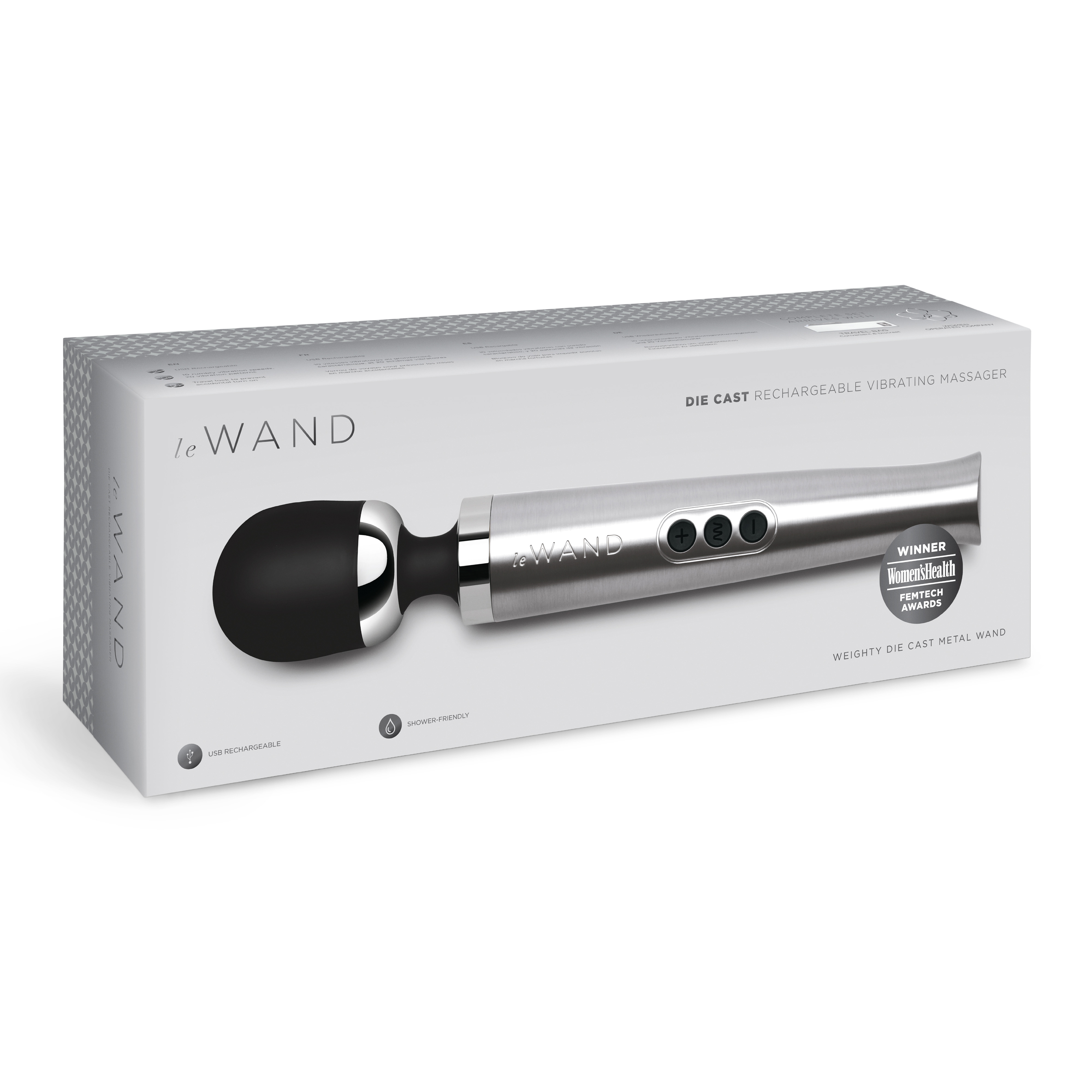 Le Wand Die Cast rechargeable massager silver