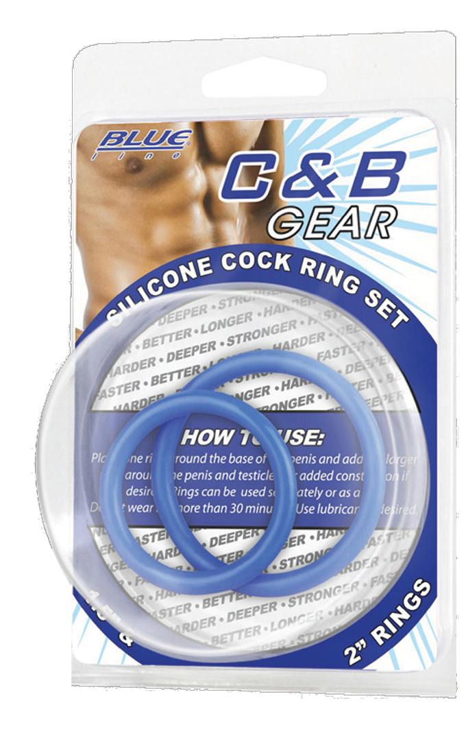 BLUE LINE C&B GEAR Silicone Cock Ring Set - Blue