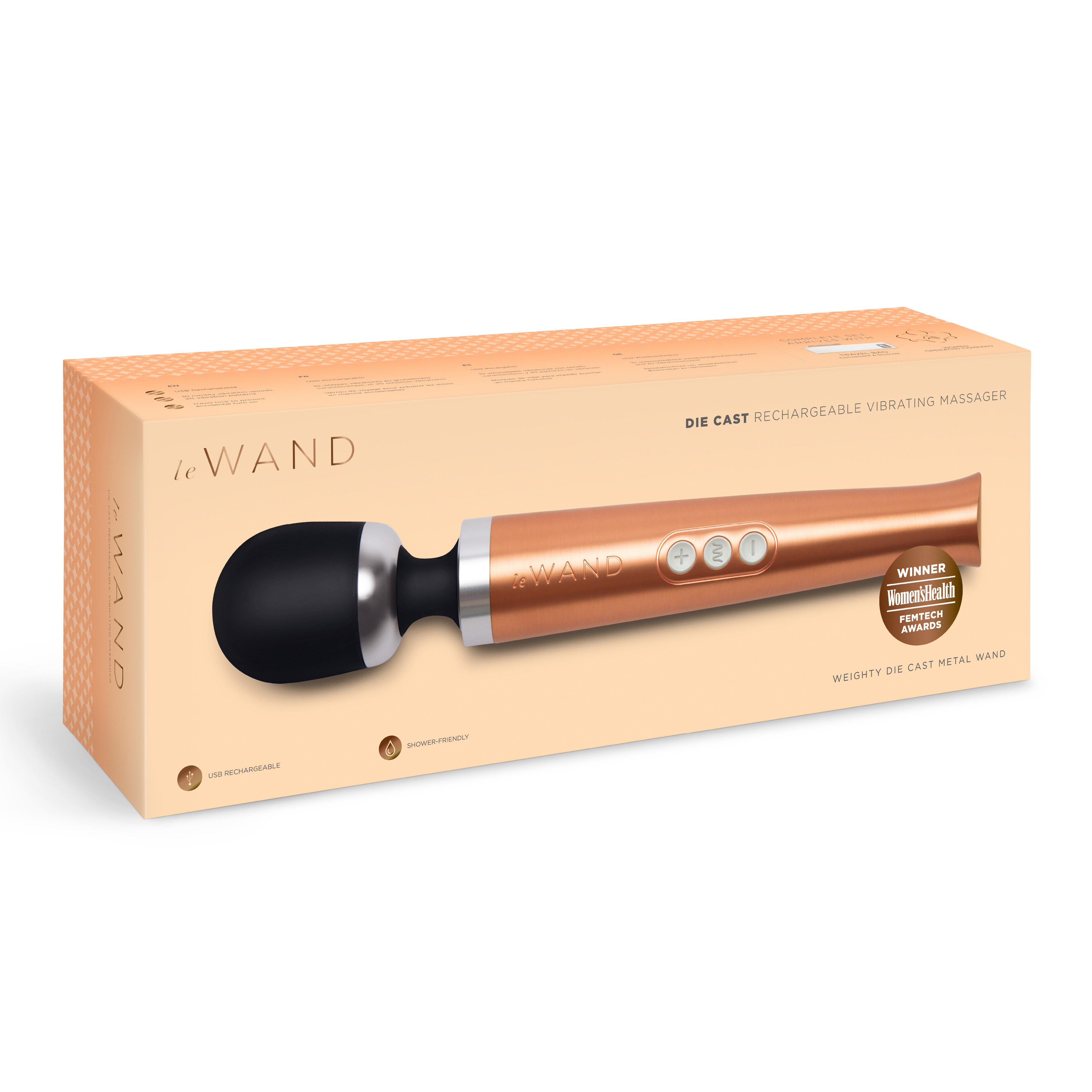 Le Wand Die Cast rechargeable massager rose gold 