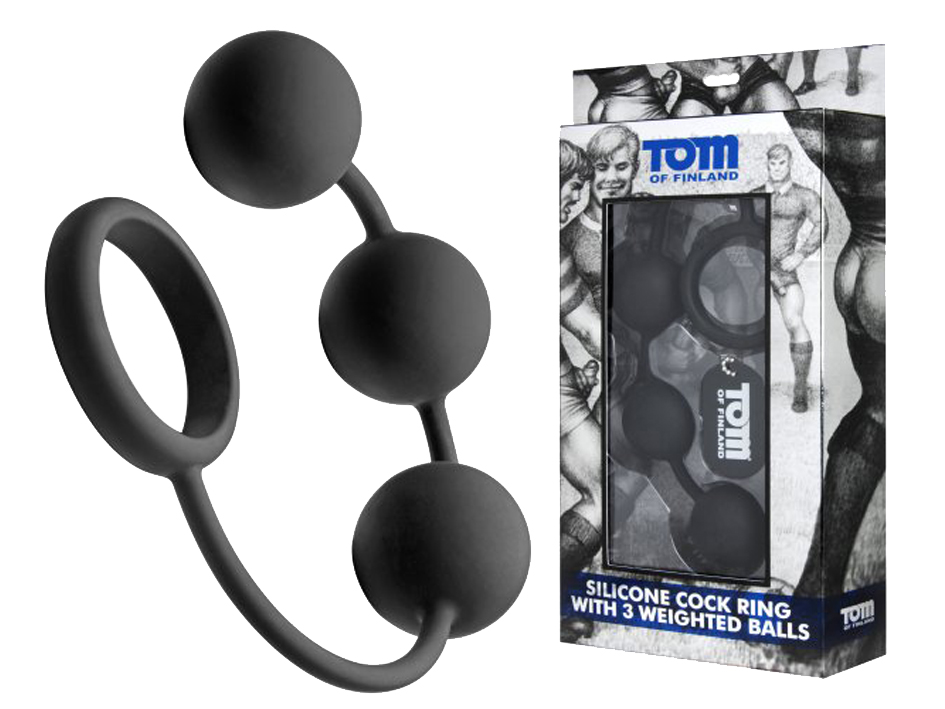 TOM OF FINLAND Silicone Cock Ring with 3 weighted balls