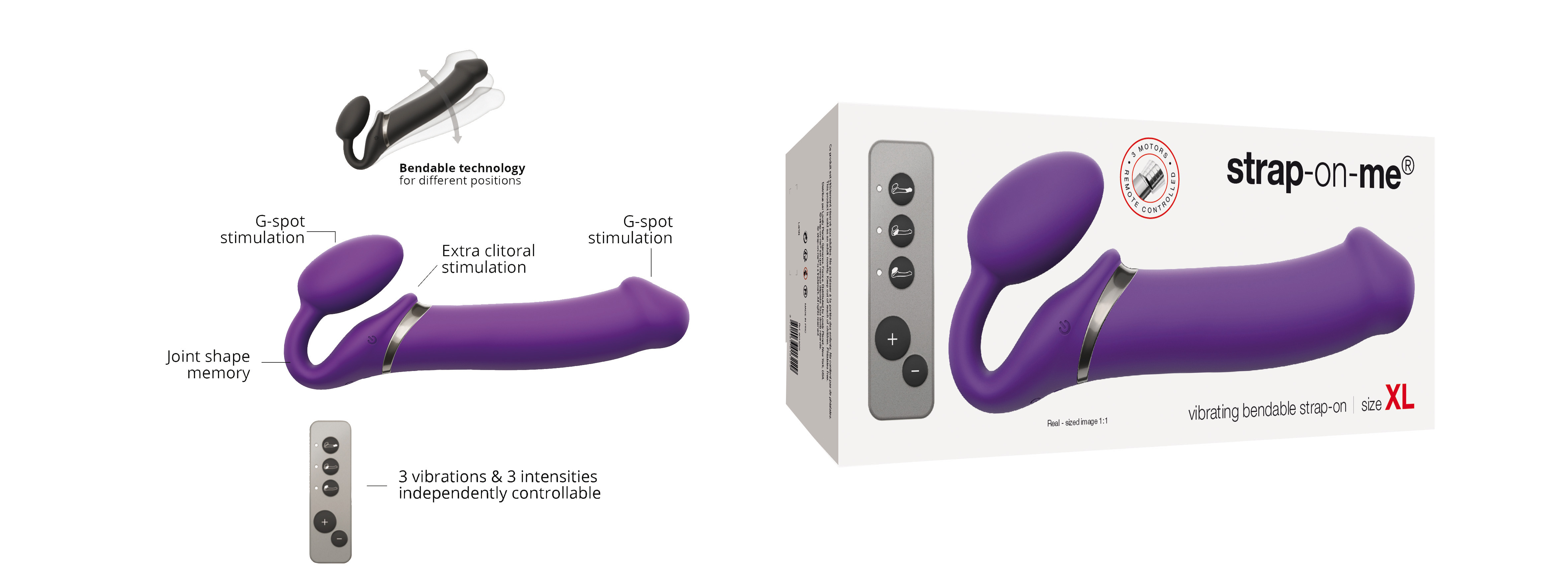 Strap-on-me Vibrating bendable strap-on purple XL