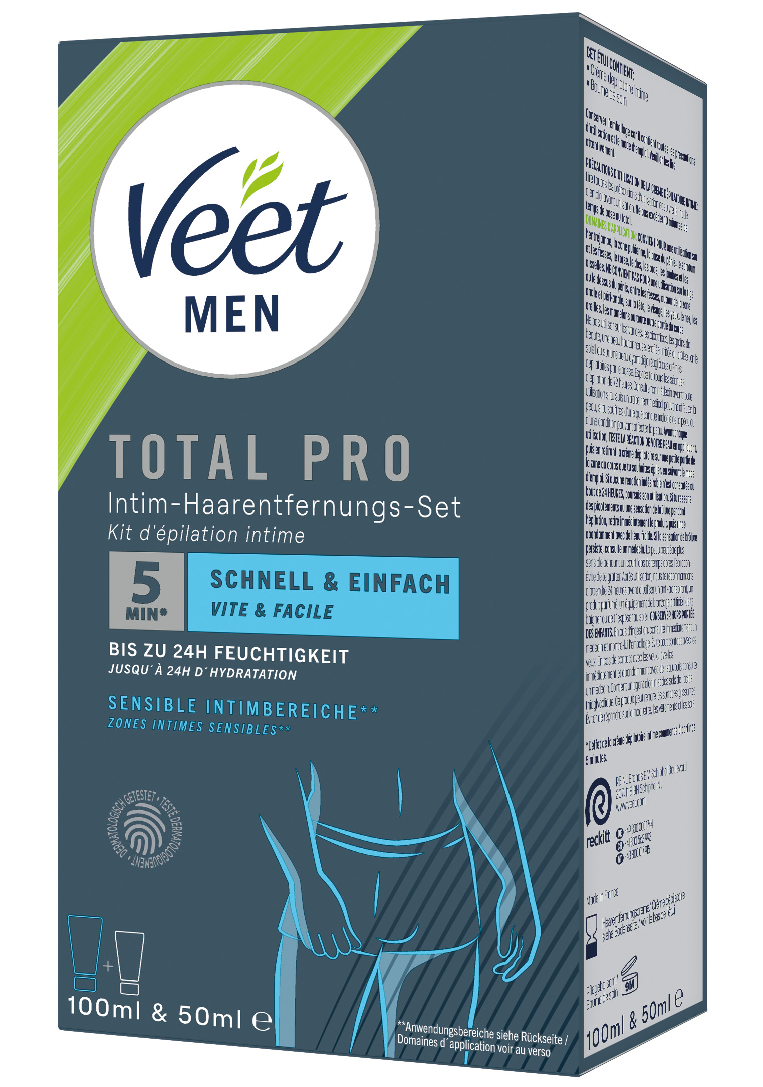 VEET Men Total Pro Intim-Haarentfernungs-Set 50ml + 100ml