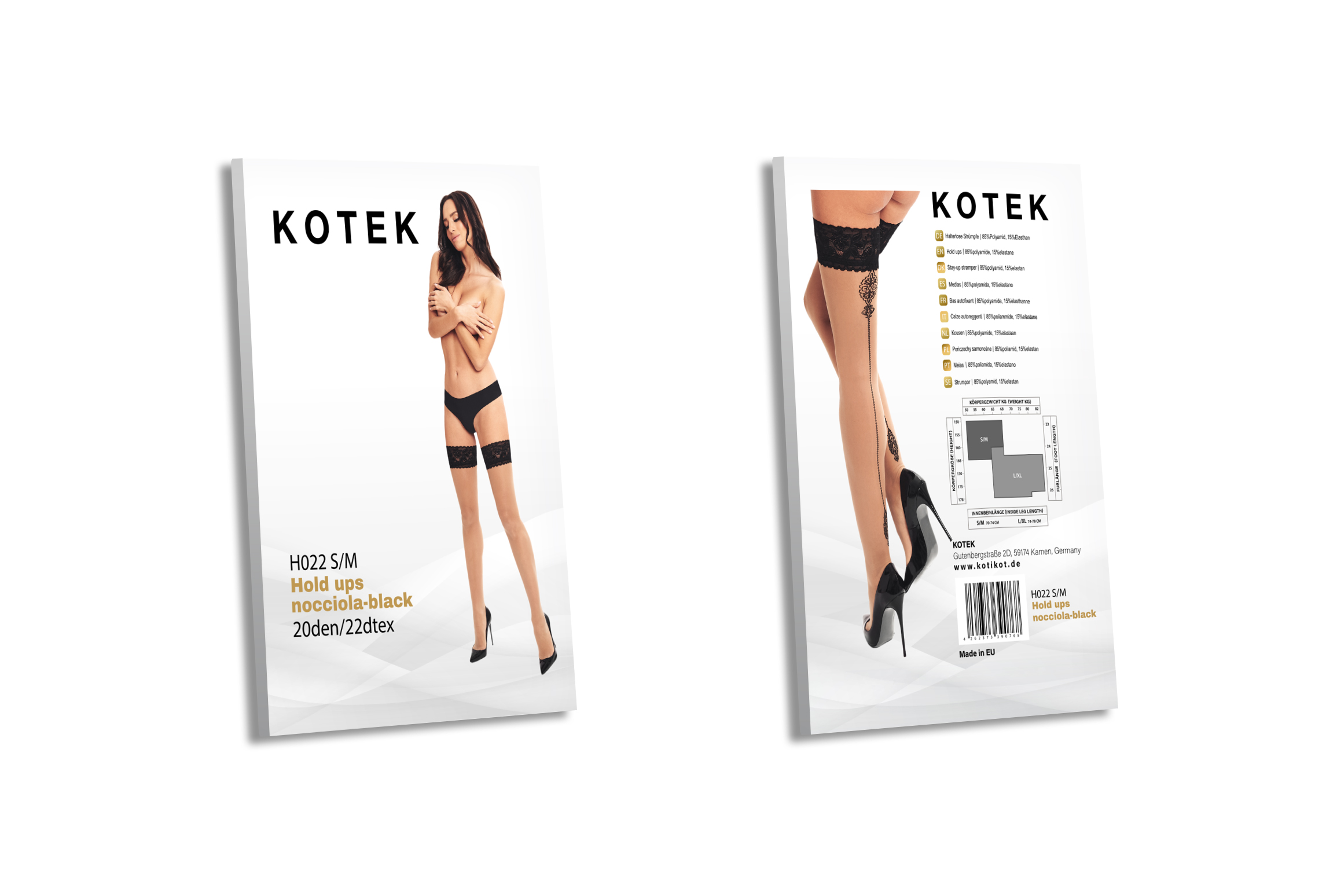 KOTEK Halterlose Strümpfe H022 nocciola-schwarz S/M KOTEK Halterlose Strümpfe H022 nocciola-schwarz S/M