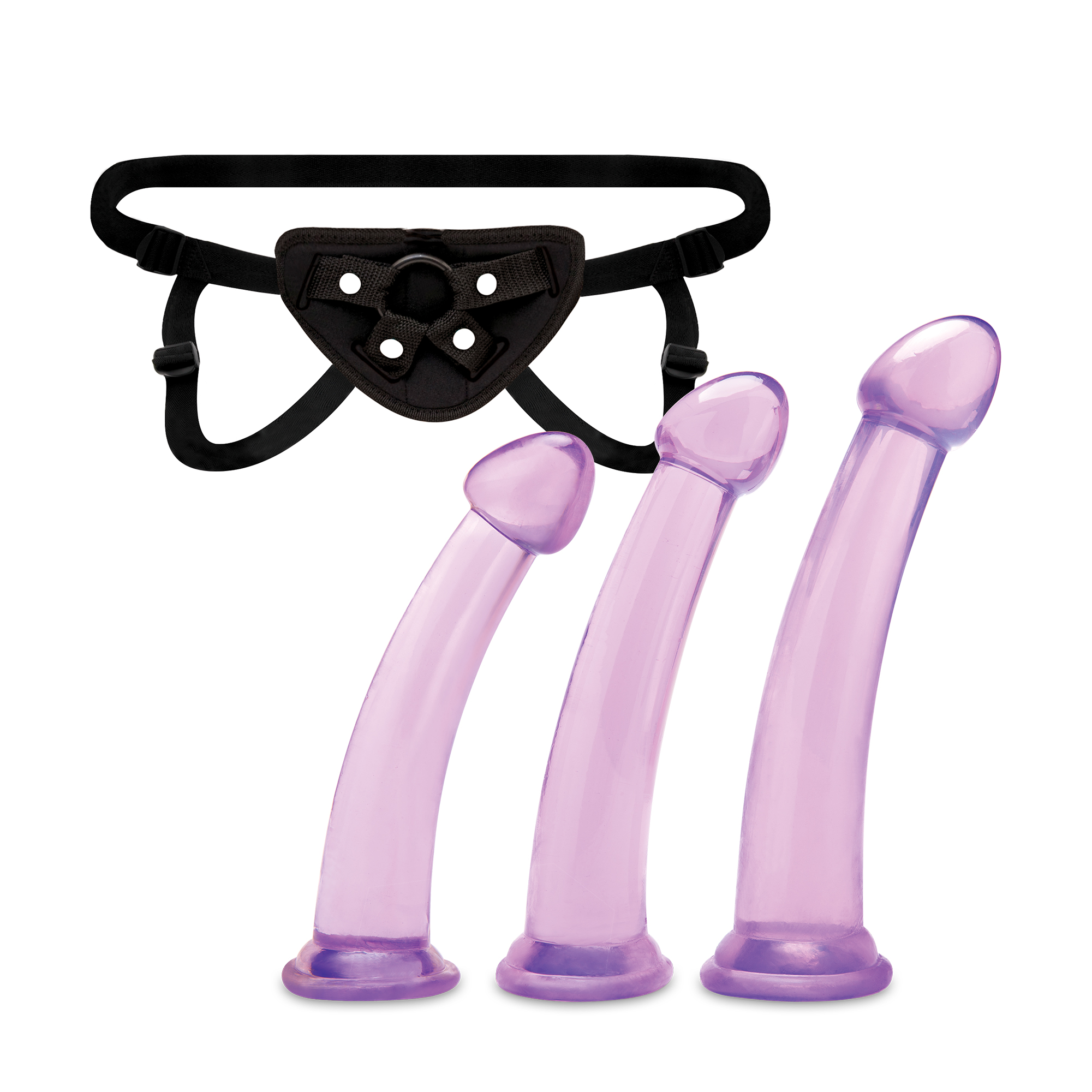LUX FETISH Size Up 3-Piece Dildo and Harness Pegging training Set