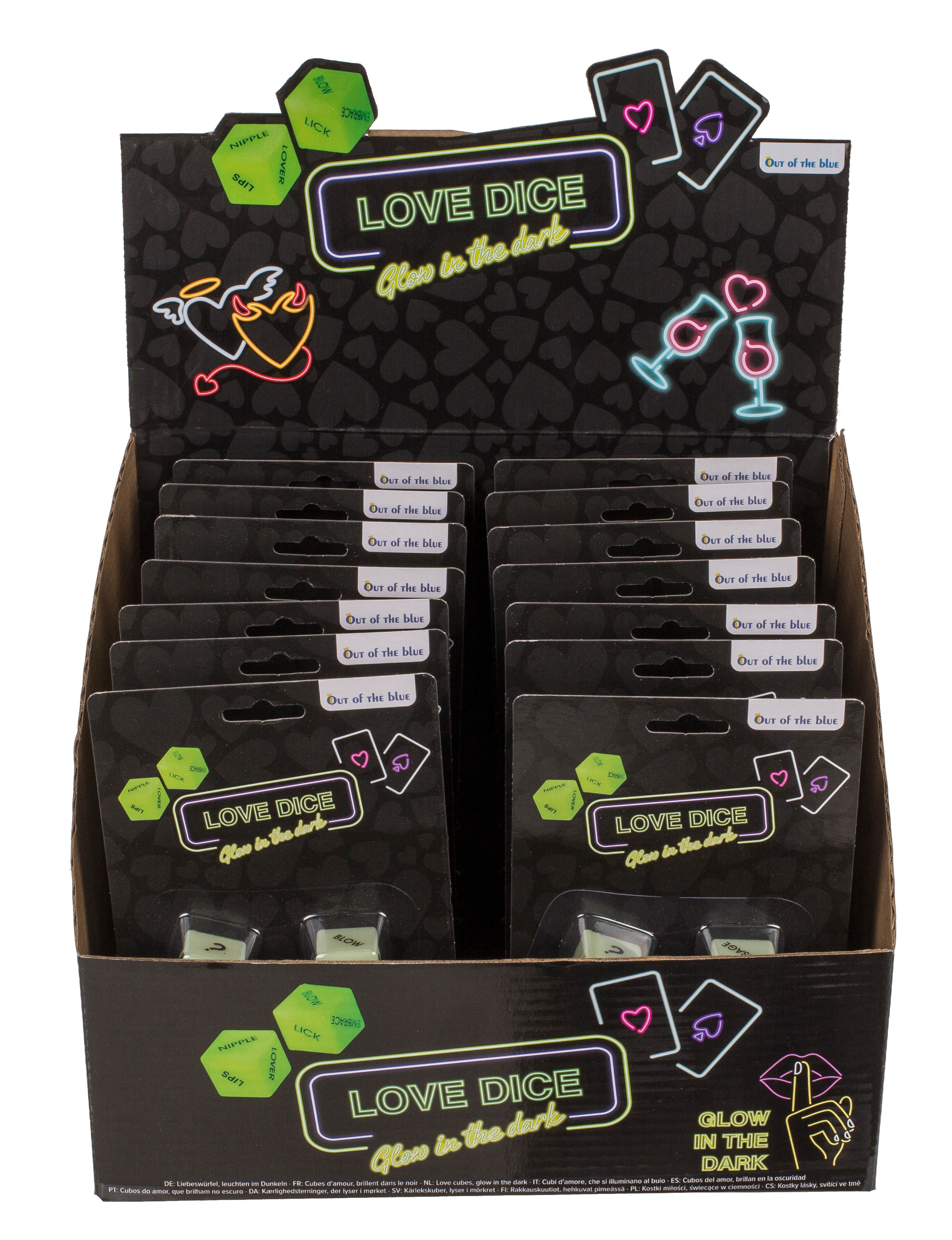 Liebes-Würfel m. engl. Worten GLOW-IN-THE-DARK Liebes-Würfel m. engl. Worten GLOW-IN-THE-DARK