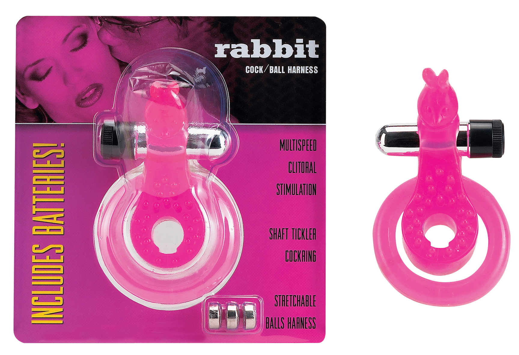 Cock & Ball Harness Rabbit pink