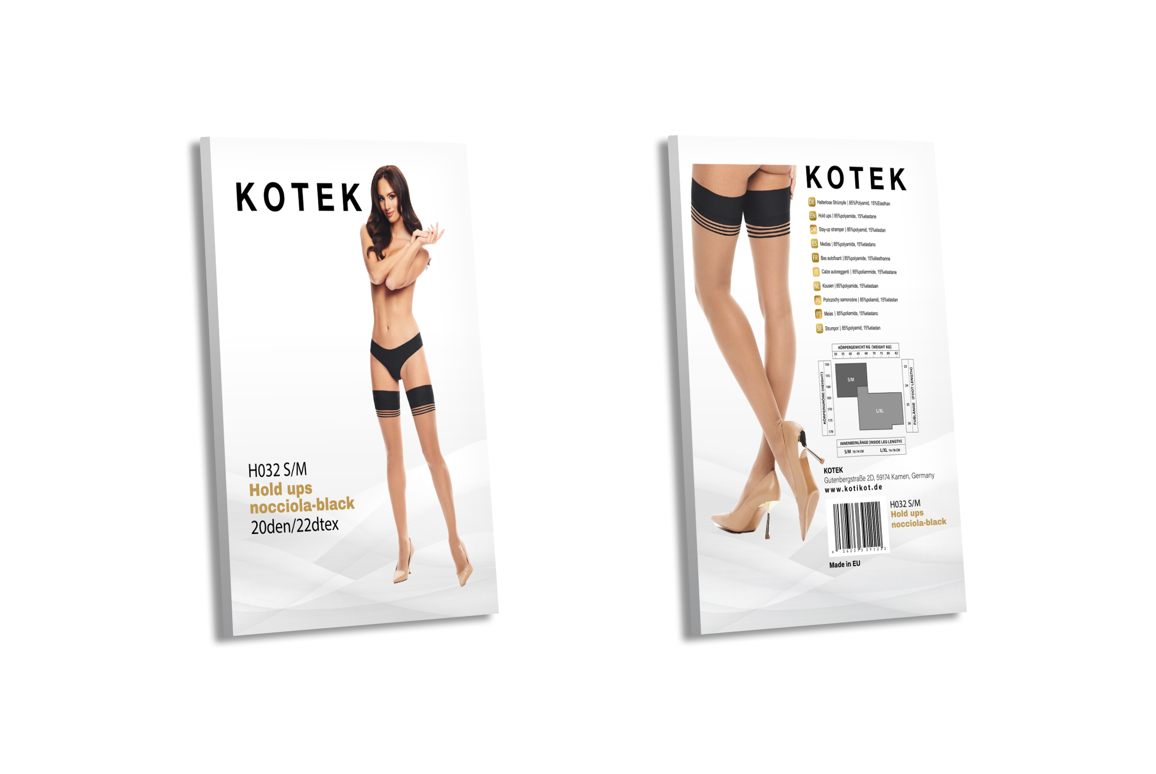 KOTEK Halterlose Strümpfe H032 nocciola-schwarz S/M KOTEK Halterlose Strümpfe H032 nocciola-schwarz S/M