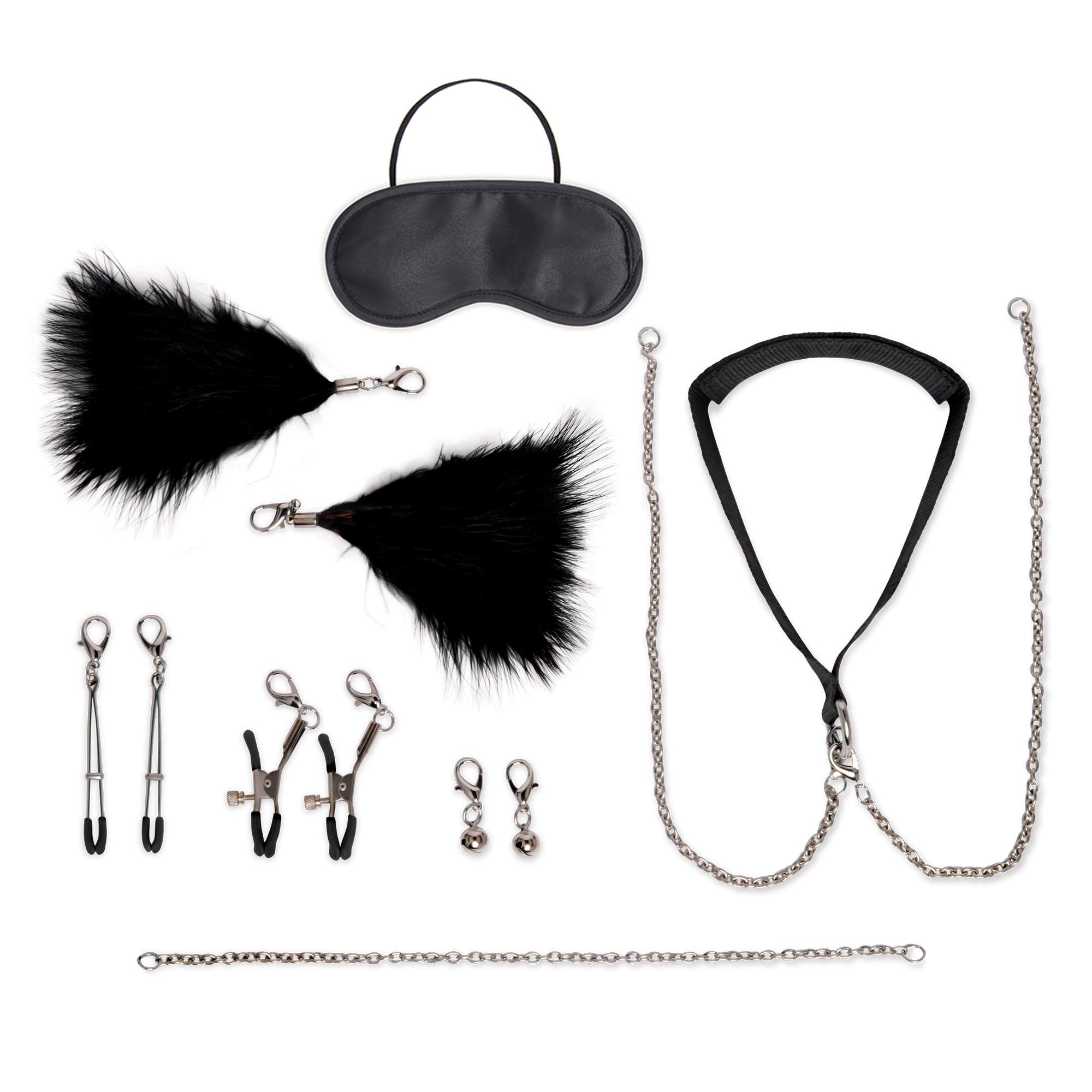 LUX FETISH 12-piece Interchangeable Collar & Nipple Clips Set