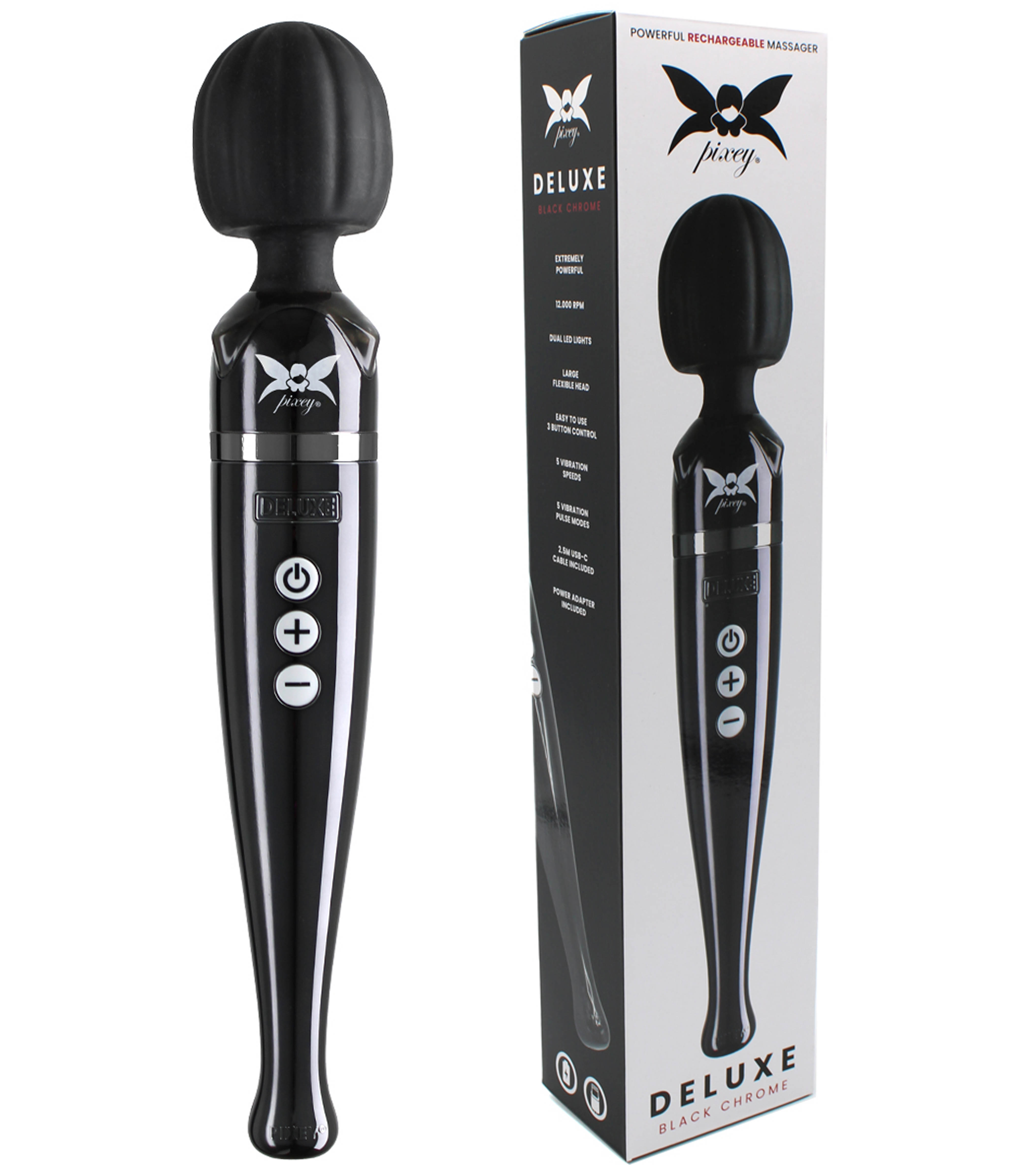 Pixey Deluxe Wand Massager black chrome Pixey Deluxe Wand Massager black chrome
