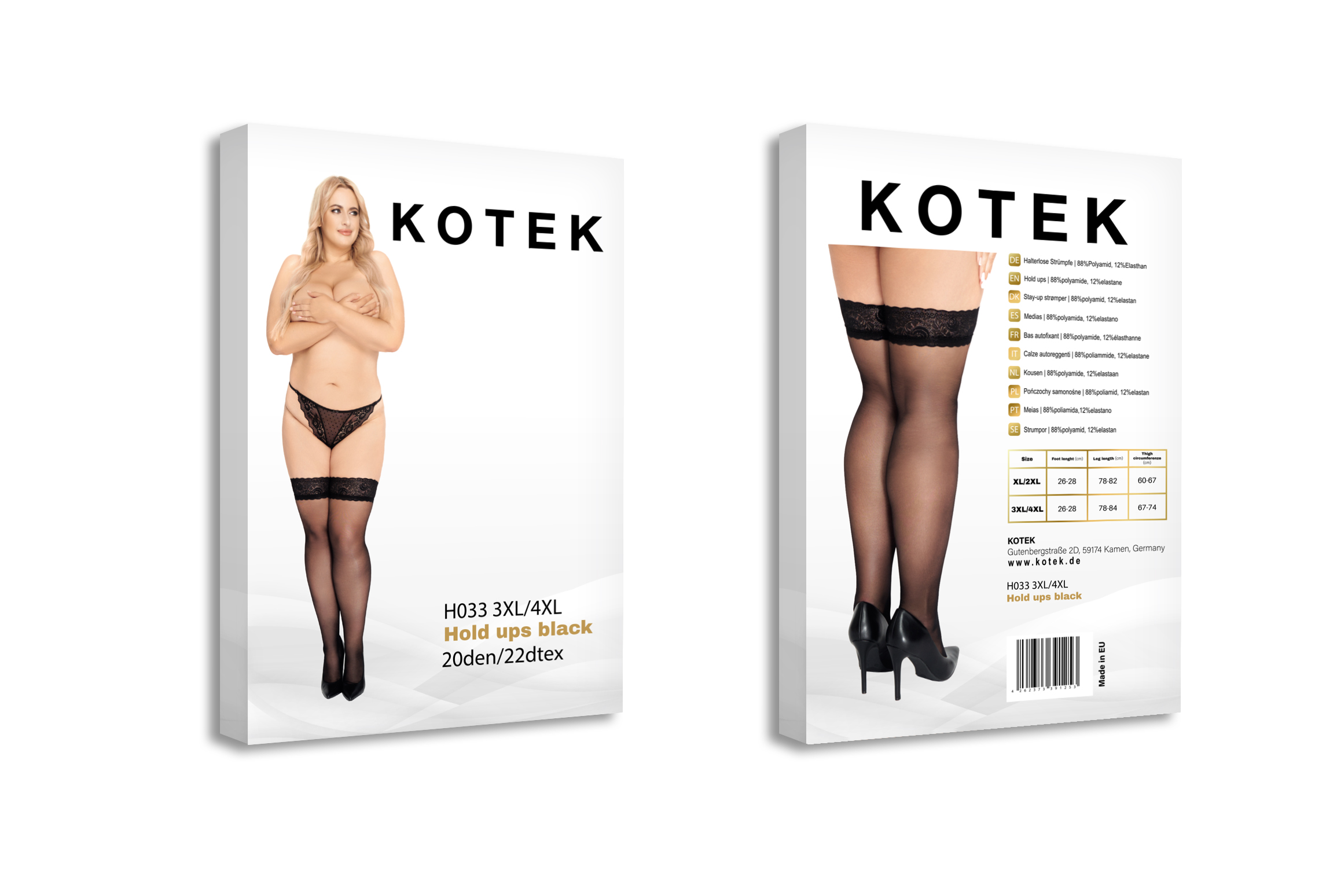 KOTEK Halterlose Strümpfe H033 schwarz 3XL/4XL KOTEK Halterlose Strümpfe H033 schwarz 3XL/4XL