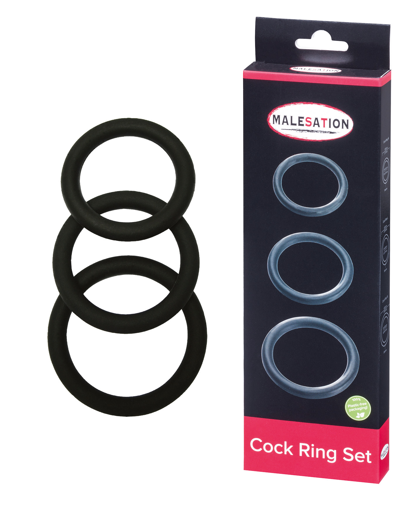MALESATION Cock Ring Set (Ø 4,00 cm, 4,50 cm, 5,00 cm)