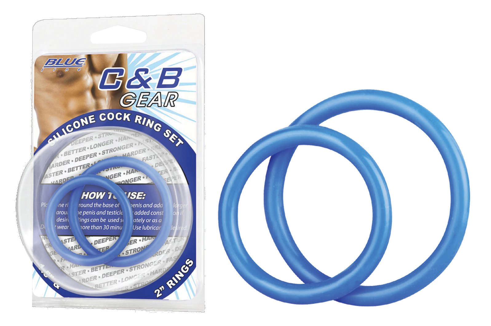 BLUE LINE C&B GEAR Silicone Cock Ring Set - Blue