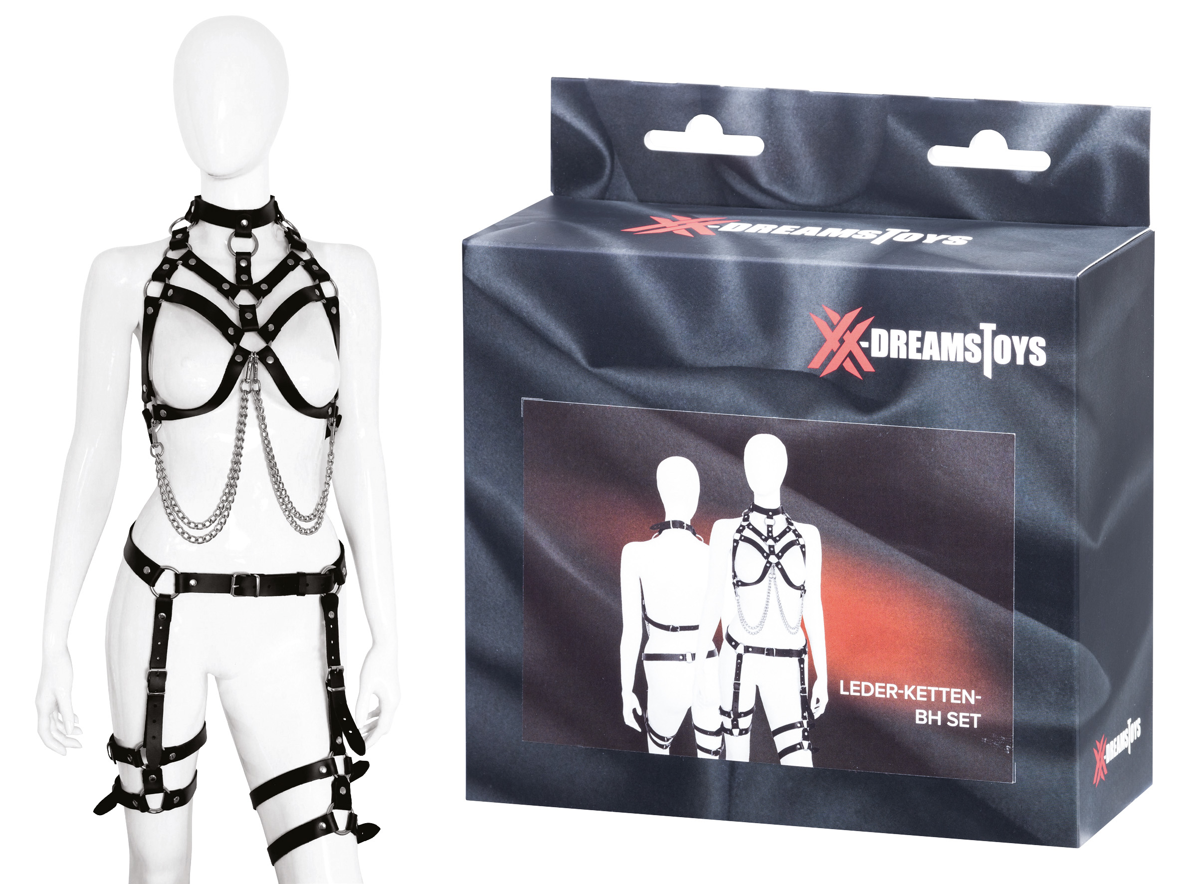 XX-DREAMSTOYS Leder-Ketten-BH Set