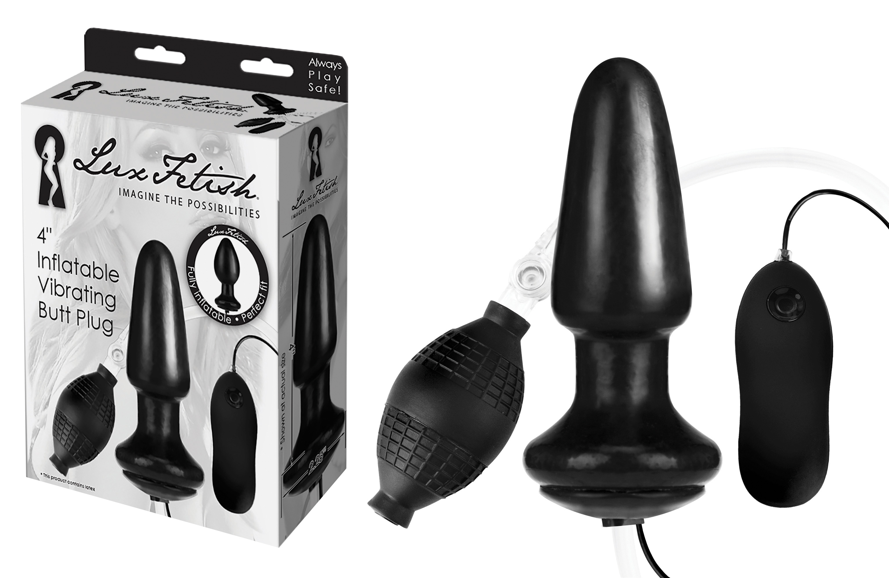 LUX FETISH 4" Inflatbale Vibrating Butt Plug