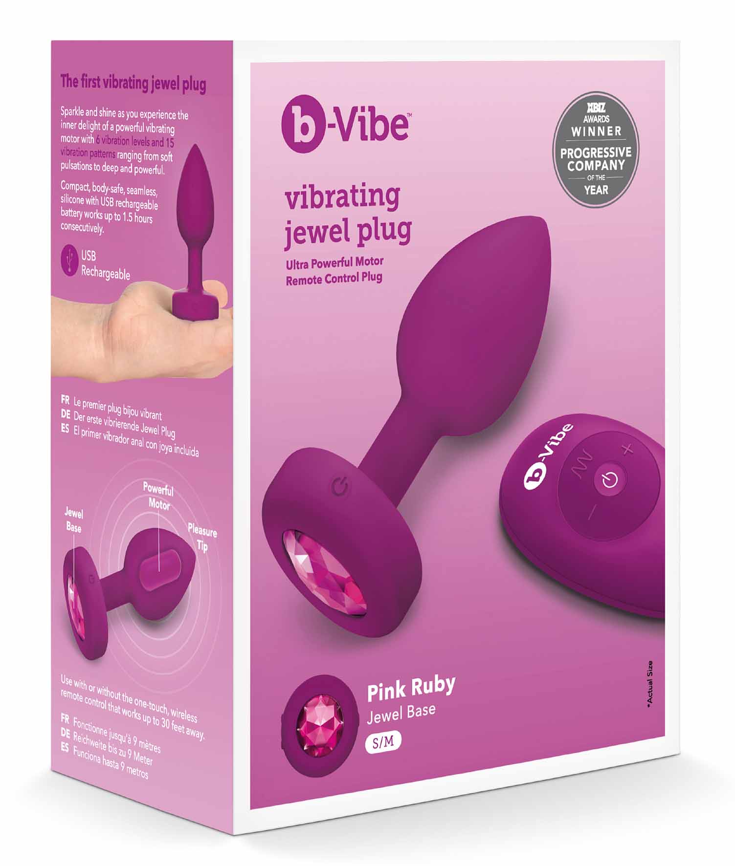 b-Vibe Vibrating Jewel Plug S/M Fuchsia