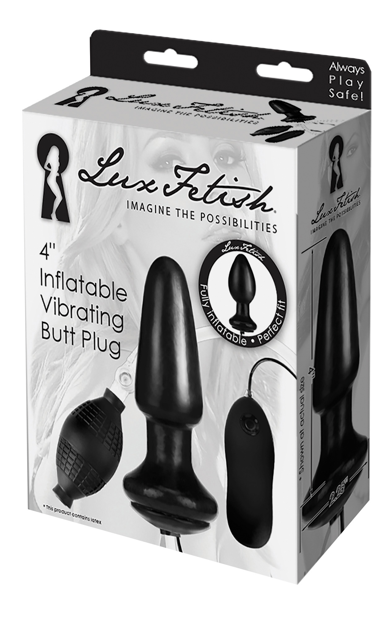LUX FETISH 4" Inflatbale Vibrating Butt Plug