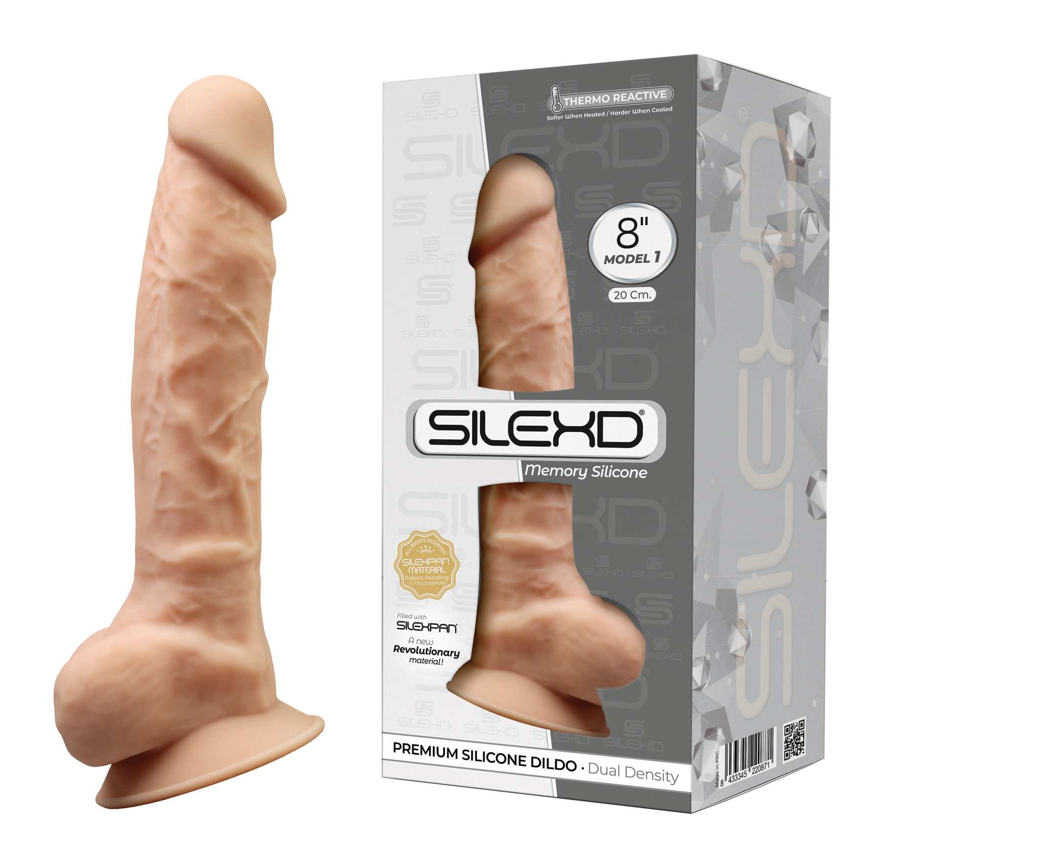 SILEXD Dual Density Silicone Dildo Model 1 flesh (8")