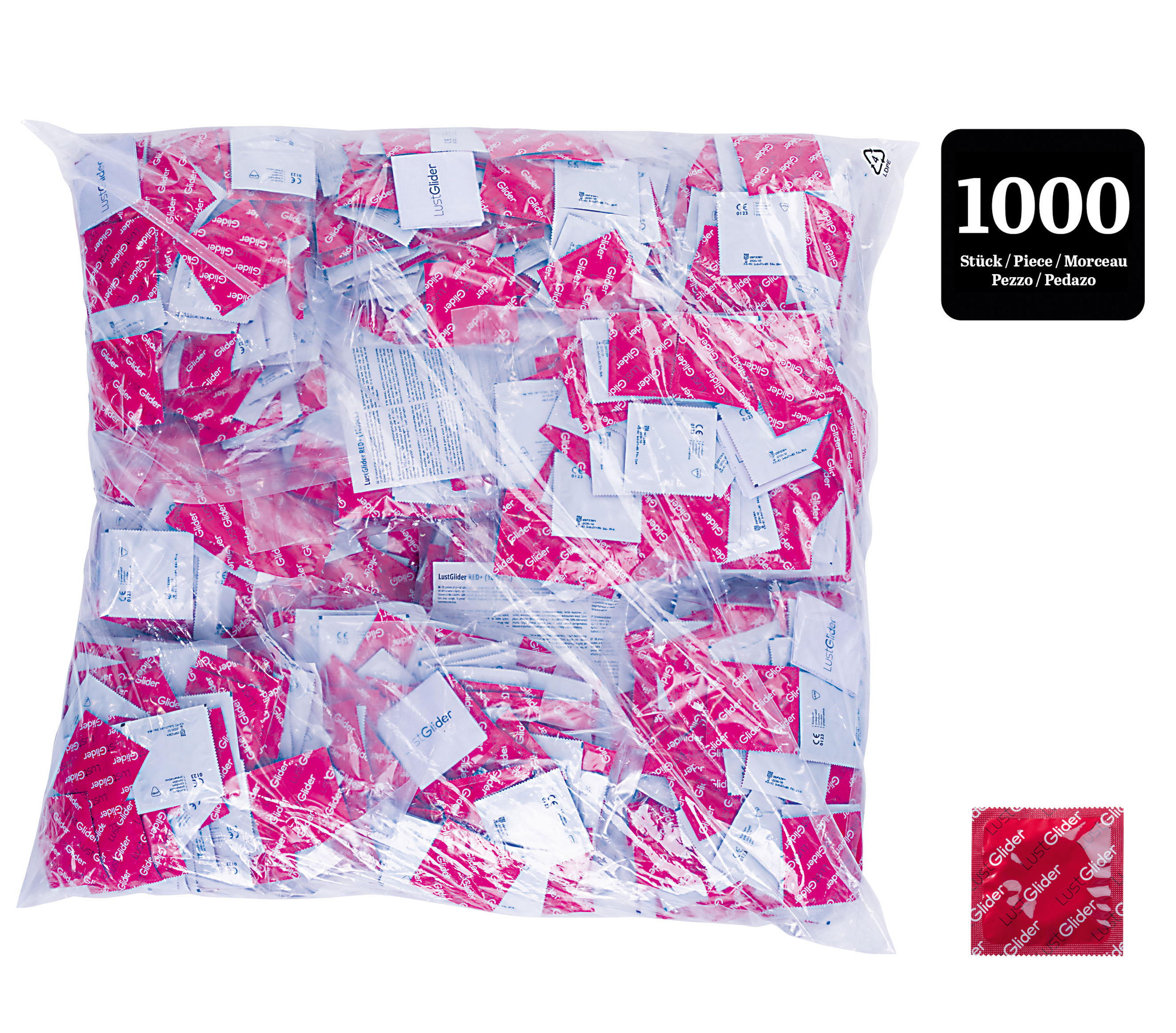 LustGlider Kondome rot m. Erdbeeraroma 1000er
