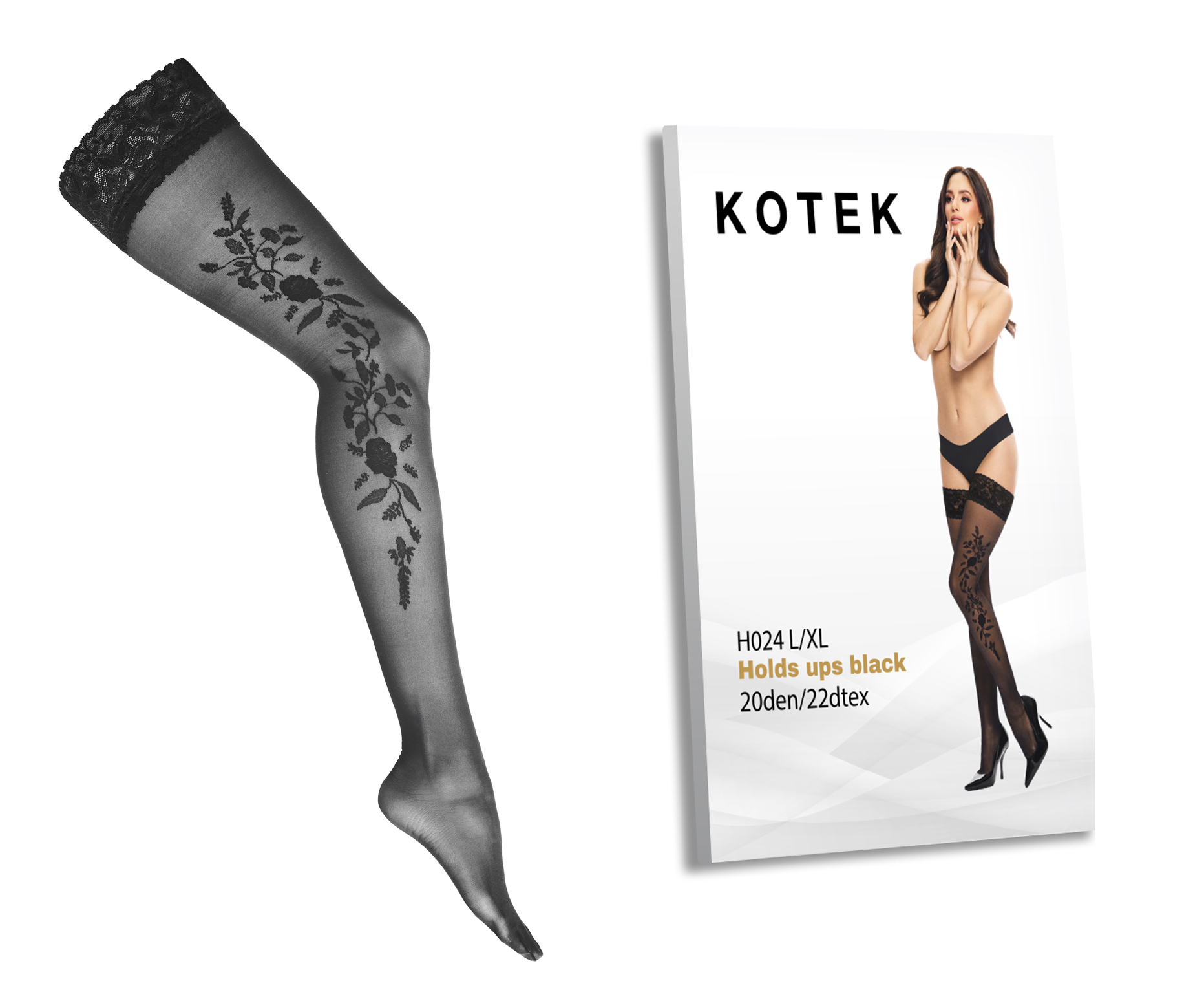 KOTEK Halterlose Strümpfe H024 schwarz L/XL KOTEK Halterlose Strümpfe H024 schwarz L/XL