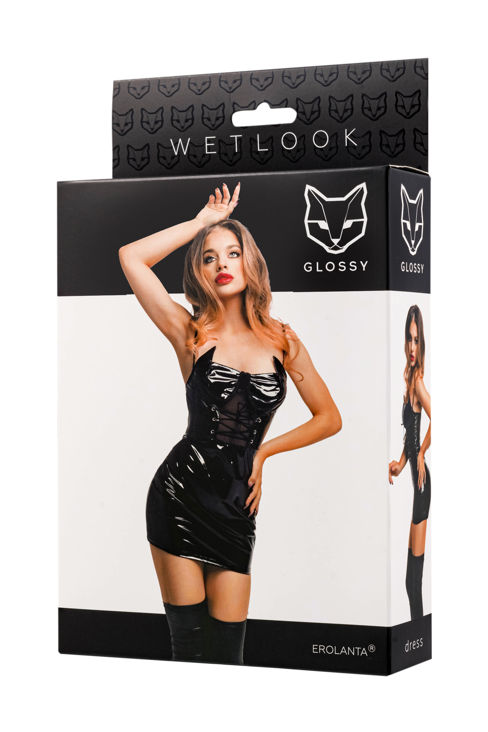 GLOSSY - Wetlook Dress with front lacing L