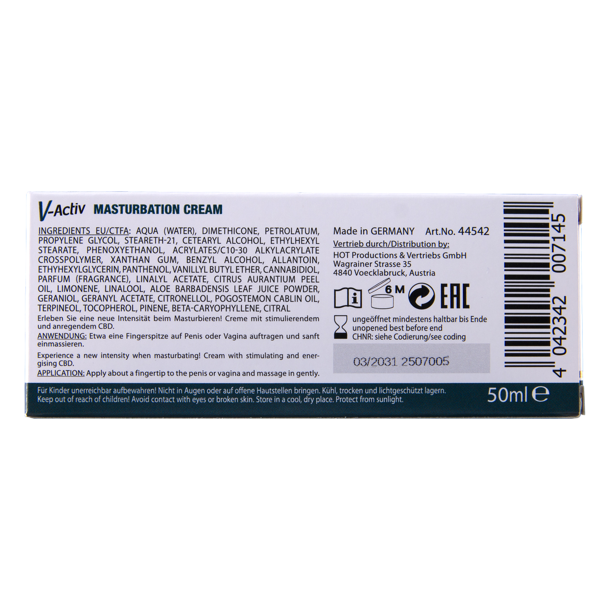 HOT V-Activ Masturbationscreme mit CBD 50ml
