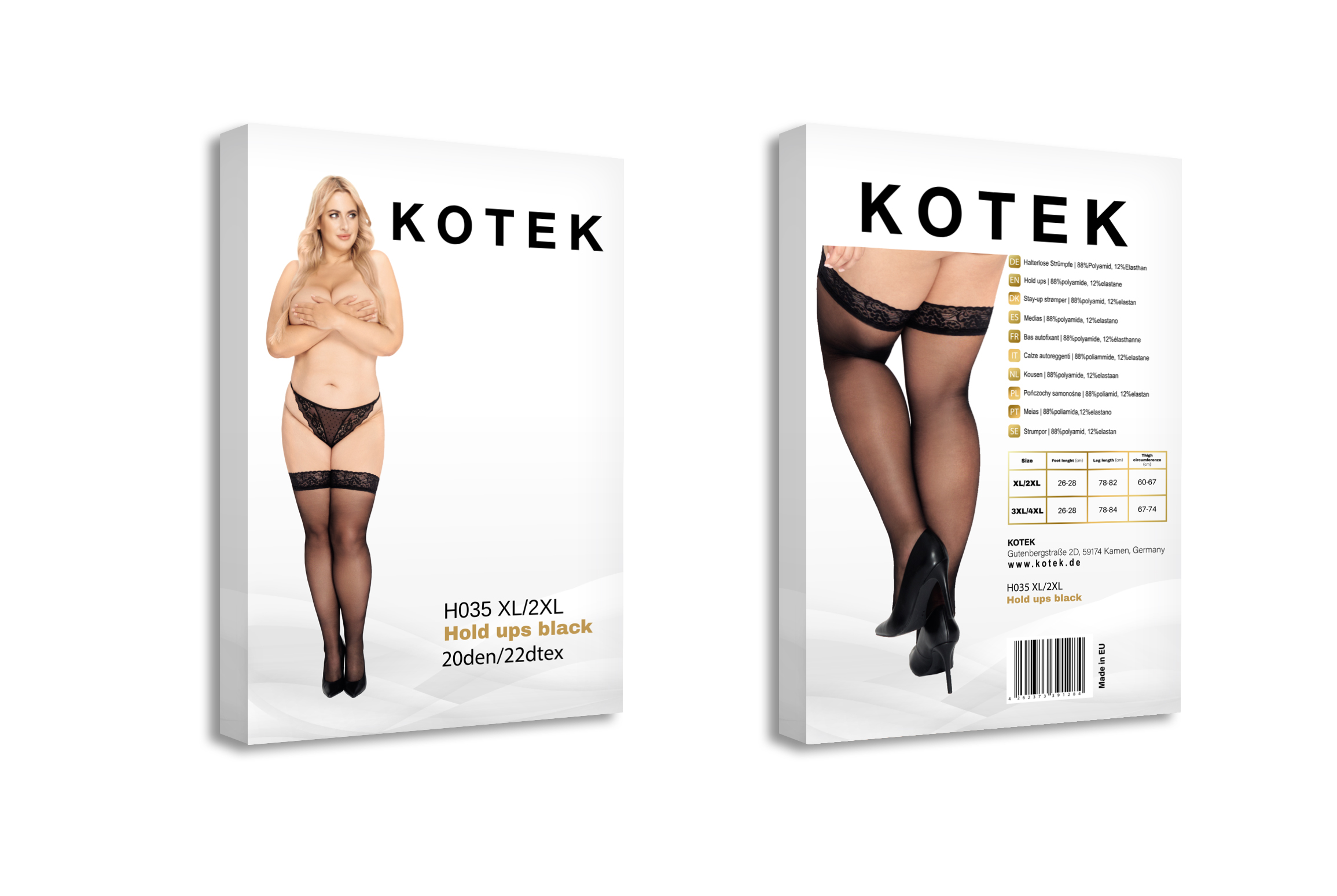 KOTEK Halterlose Strümpfe H035 schwarz 3XL/4XL KOTEK Halterlose Strümpfe H035 schwarz 3XL/4XL