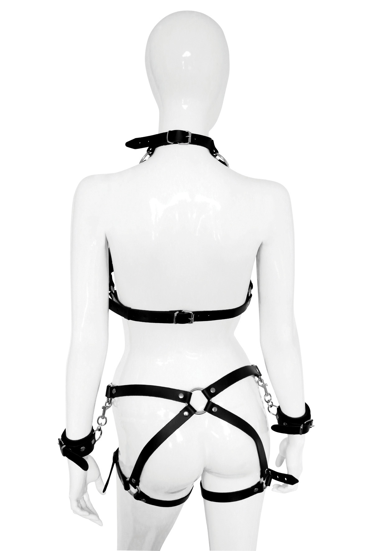 XX-DREAMSTOYS Leder-BH mit Harness und Fesseln